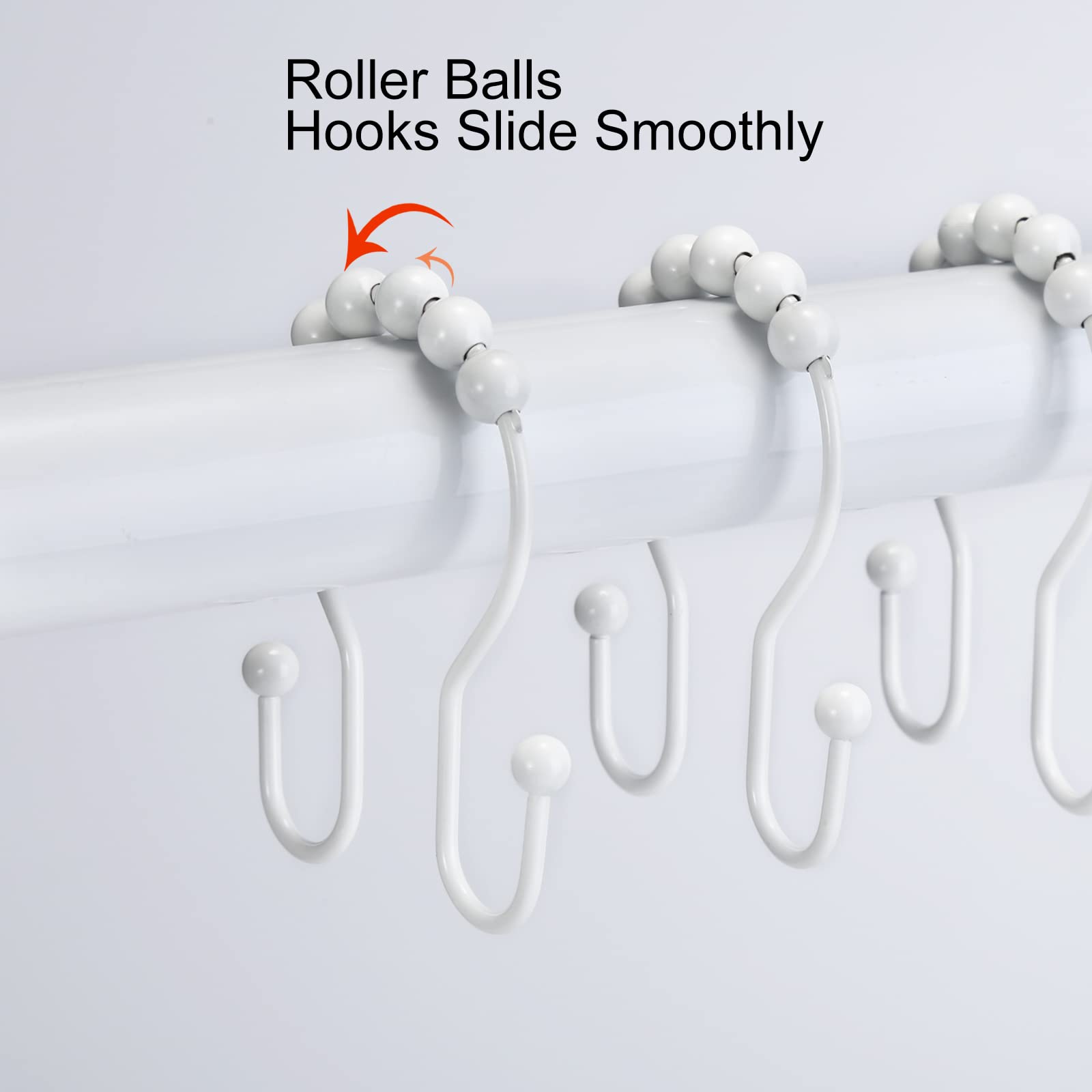 Goowin 12 Pack Stainless Steel Shower Curtain Hooks - Rustproof Smooth Sliding Anti-Drop Double Rings for Bathroom, Hotel & Dorm - Perfect for Standard Curtain Rods (White)
