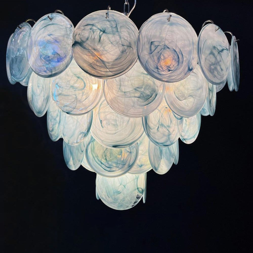 Elegant Camisa Disc Glass Chandelier - Modern Crystal Ceiling Light Fixture for Dining Room, Bedroom, and Living Room Decor