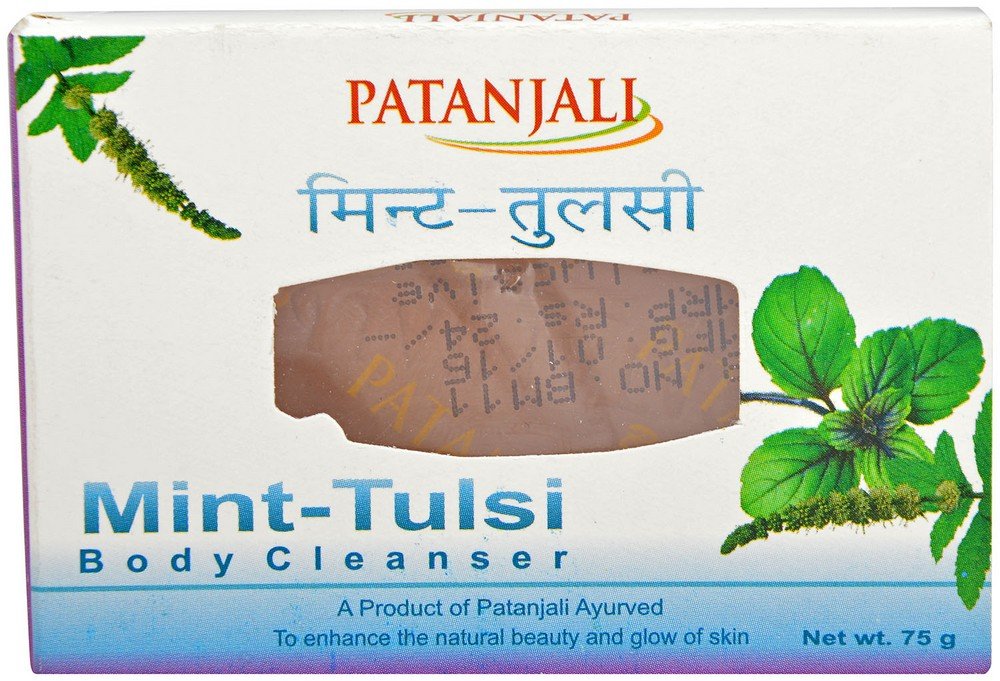 Patanjali Mint & Tulsi Body Cleanser Soap - 75g | Natural Ayurvedic Herbal Soap for Refreshing Bath & Skin Care | Perfect for Daily Use, Gym & Travel
