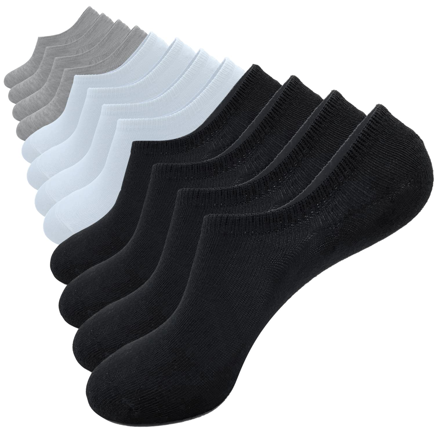 Viilich Men's No Show Socks 6-Pack - Breathable Cotton Low Cut Ankle Socks with Non-Slip Grips - Invisible Short Sneaker Socks for Running, Gym & Casual Wear