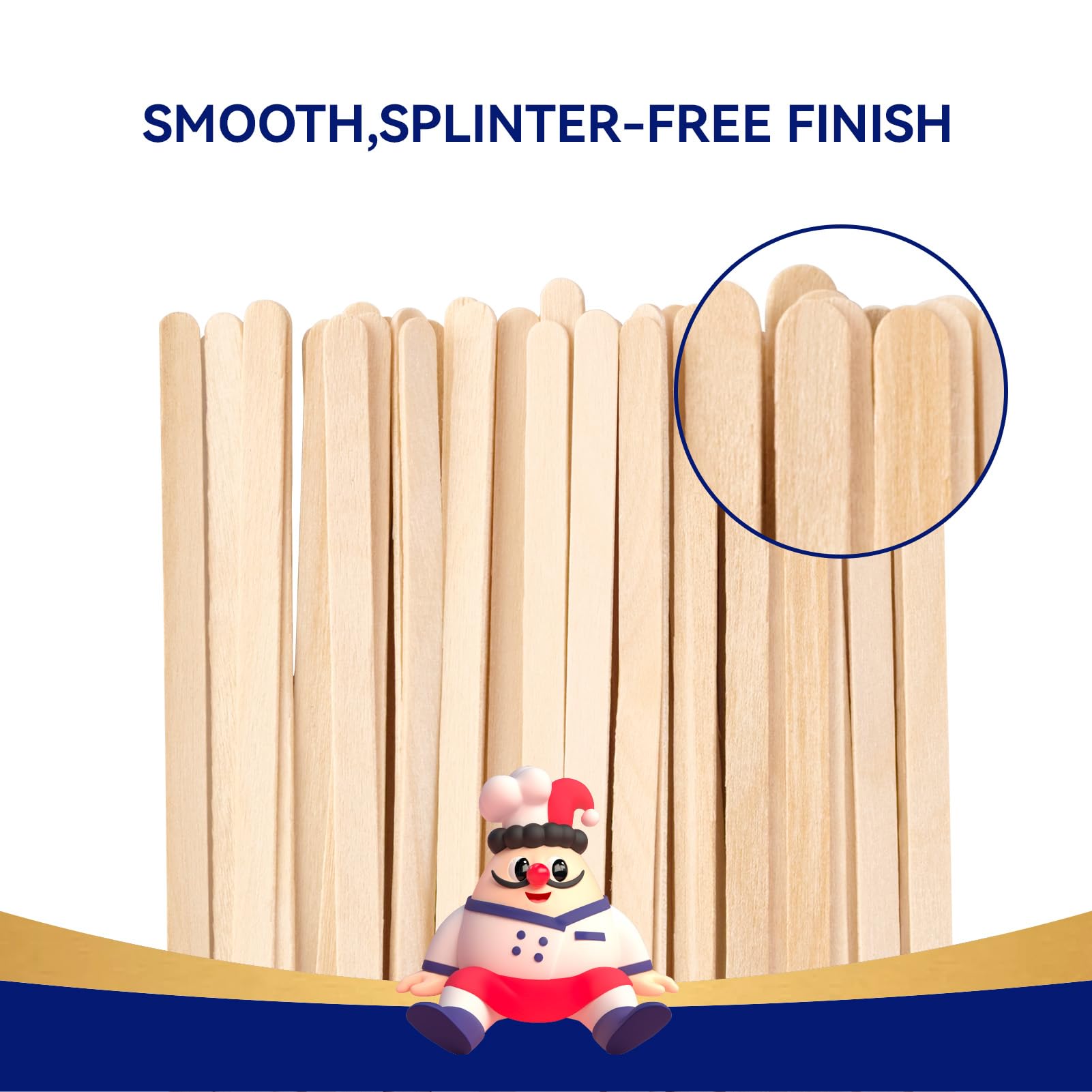 JOLLY CHEF 1000 Count Natural Birch Wood Coffee Stirrers - 7 Inch Eco-Friendly Stir Sticks for Coffee, Tea & Hot Beverages - Perfect for Home, Office & Cafes