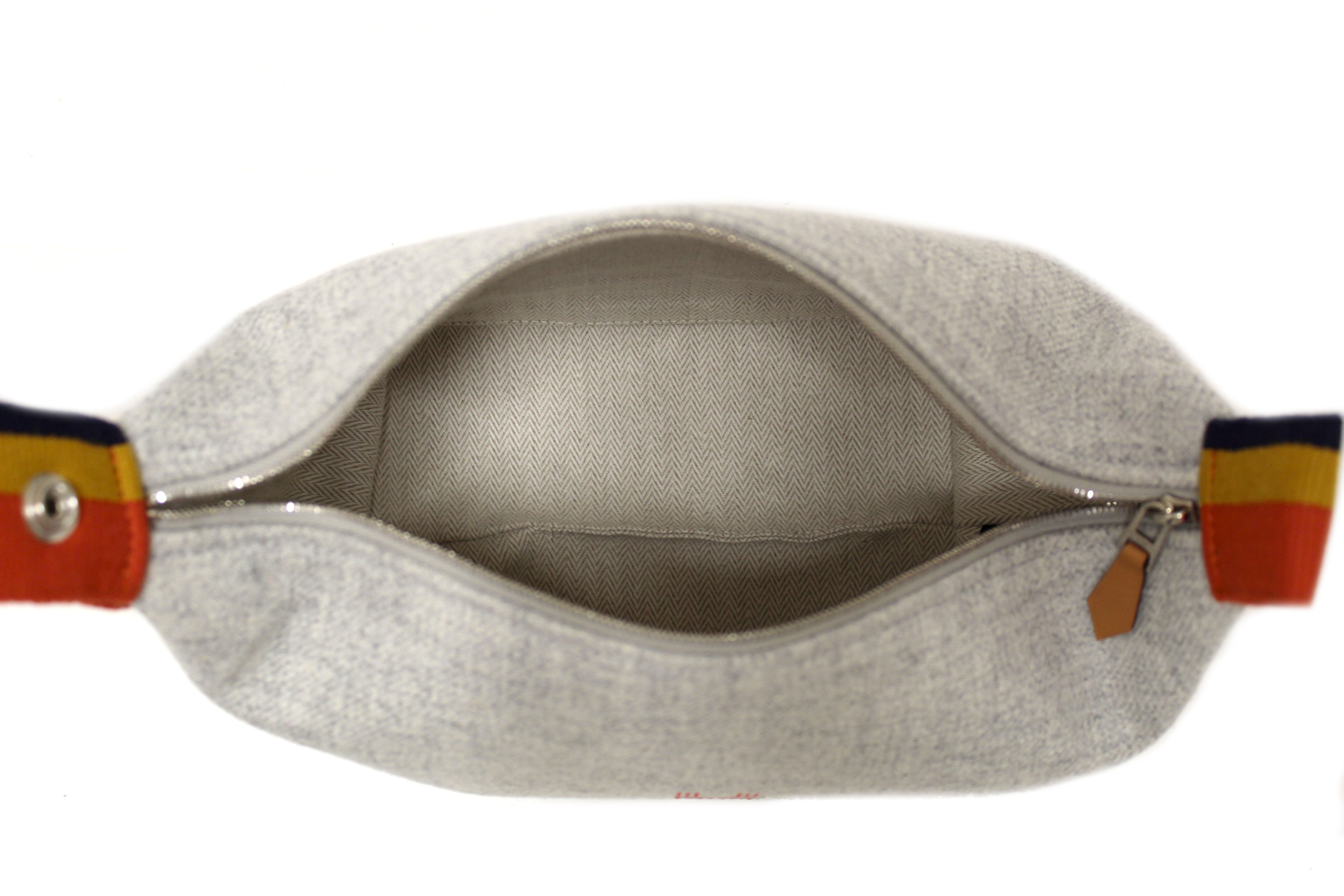 Authentic Hermes Grey Wool Small Bride A Brac Pouch - Genuine Flannel Case for Women | Perfect for Everyday Essentials, Travel & Luxury Accessories Storage
