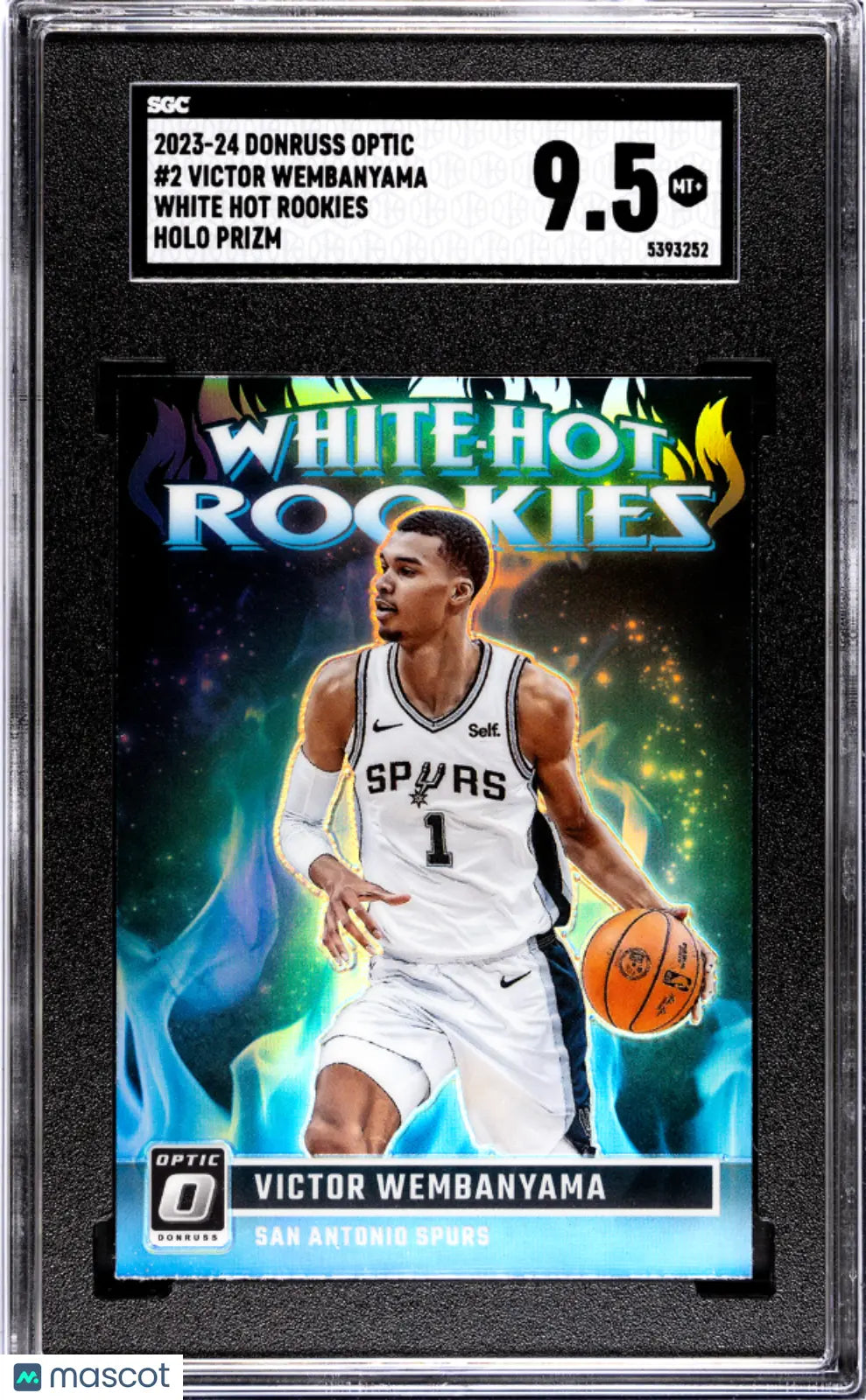 2023 Donruss Optic Victor Wembanyama White Hot Rookies Holo Prizm Basketball Card SGC 9.5 - Perfect for Collectors and NBA Fans to Display