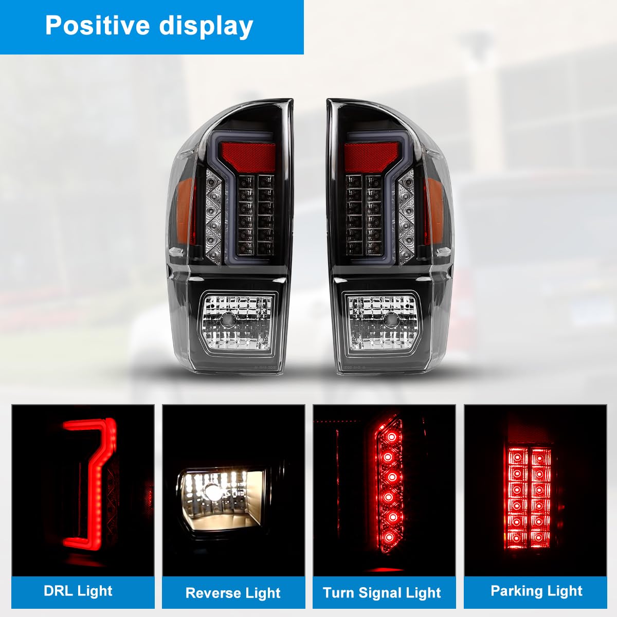 Nixon Offroad LED Tail Lights Assembly for 2016-2020 Toyota Tacoma - Clear Lens Taillights with Turn Signal, Brake & DRL - Direct Replacement for Driver & Passenger Side - Perfect for Off-Roading, Night Driving & Enhanced Safety