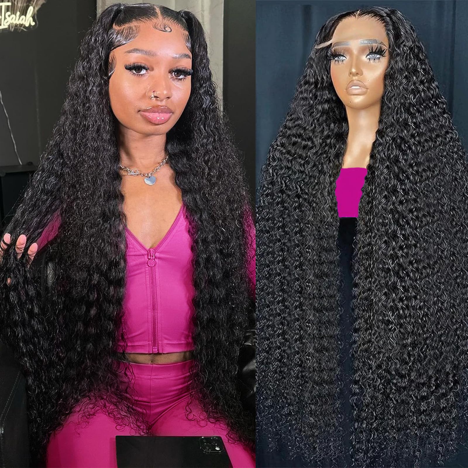 30 Inch Deep Wave Lace Front Wigs Human Hair 13x6 HD Transparent - 200% Density Pre-Plucked Deep Curly Human Hair Wigs with Baby Hair for Women | Perfect for Daily Wear, Cosplay, and Special Occasions