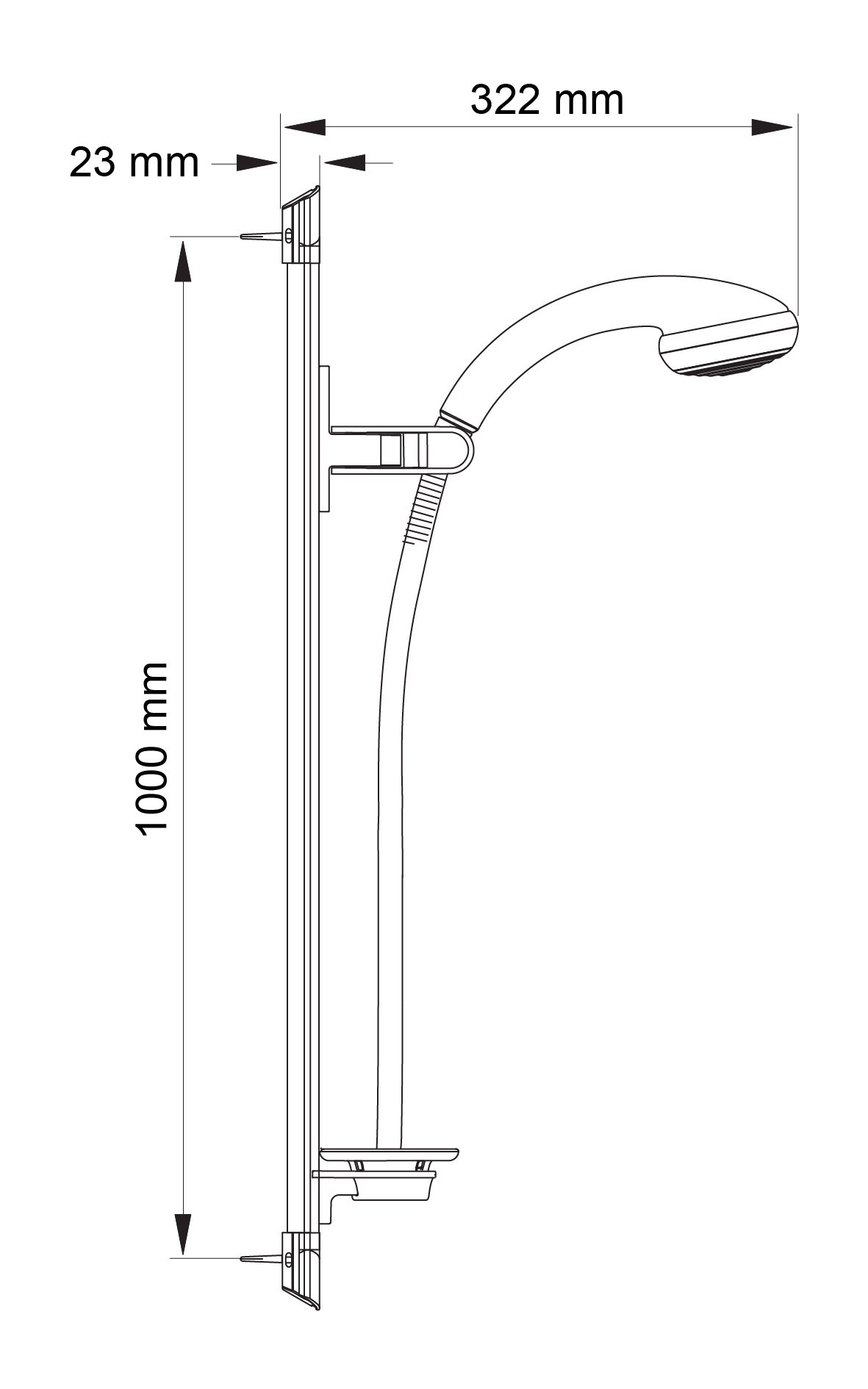1.1603.125 Chrome Flex Shower Fittings & Shower Head Kit - Adjustable Handheld Shower System for Bathroom, Spa & RV Use