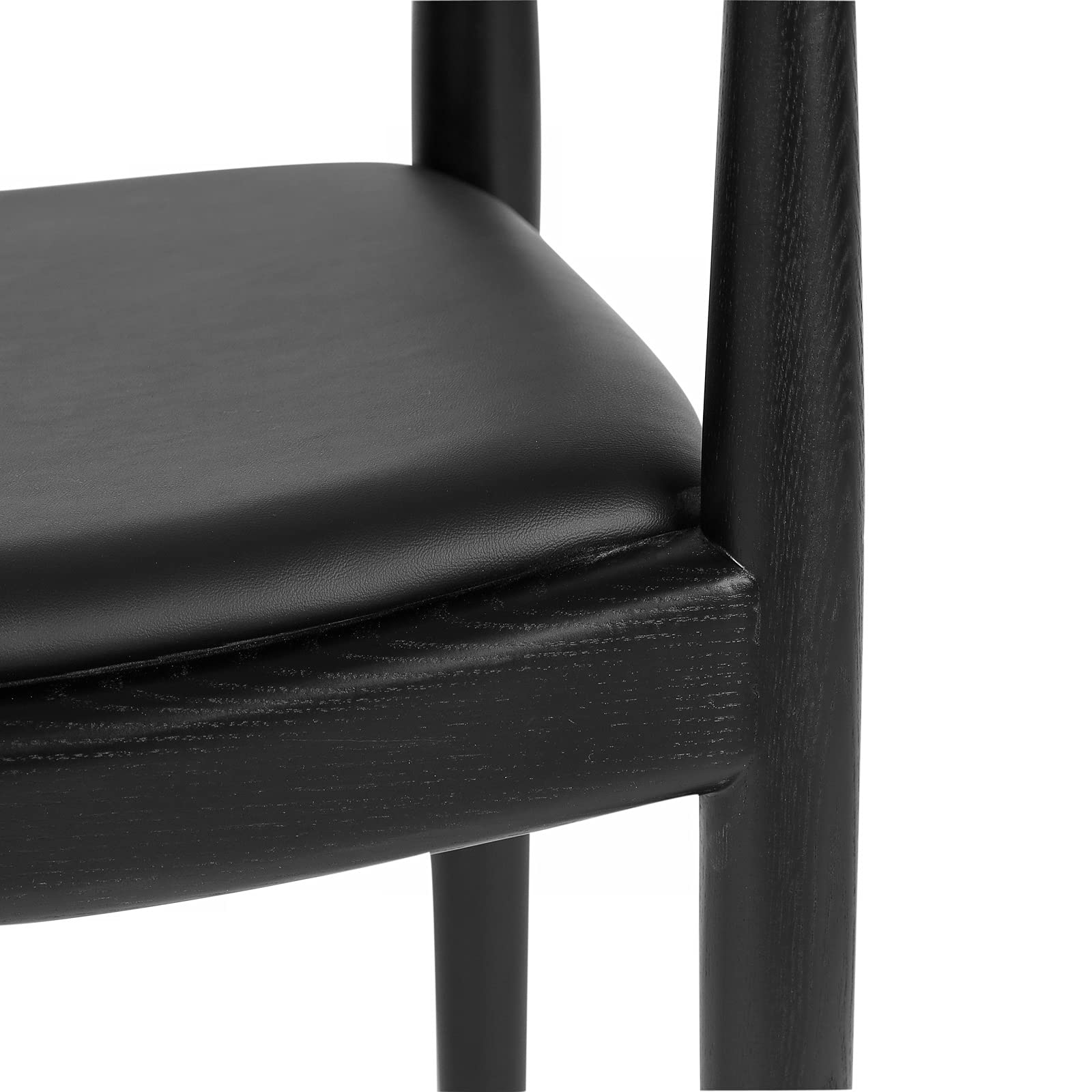 Tomile Mid Century Modern Upholstered Dining Chair - Kennedy Armchair with PU Leather Cushion Seat, Hans Wegner Inspired Elbow Chair for Kitchen, Dining Room, Living Room, Bedroom & Office - Black (Perfect for Home Decor & Contemporary Interior Design)
