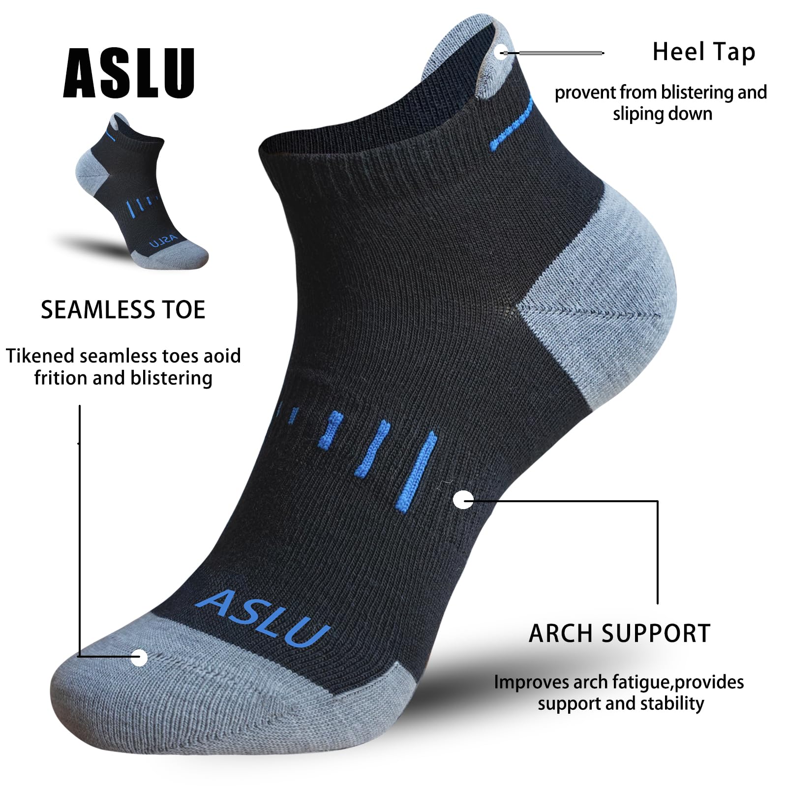 6/12 Pairs Seamless Athletic Ankle Socks for Men & Women - Arch Support, Quick-Dry, Breathable & Comfortable - Perfect for Running, Gym, Yoga & Everyday Wear