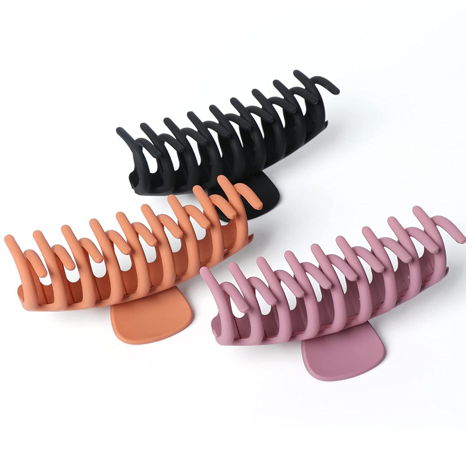 4.3'' Non-Slip Matte Large Hair Claw Clips for Women - Strong Hold Banana Hair Clamps for Thick & Thin Hair (3-Pack) - Perfect for Workouts, Office & Everyday Hairstyles
