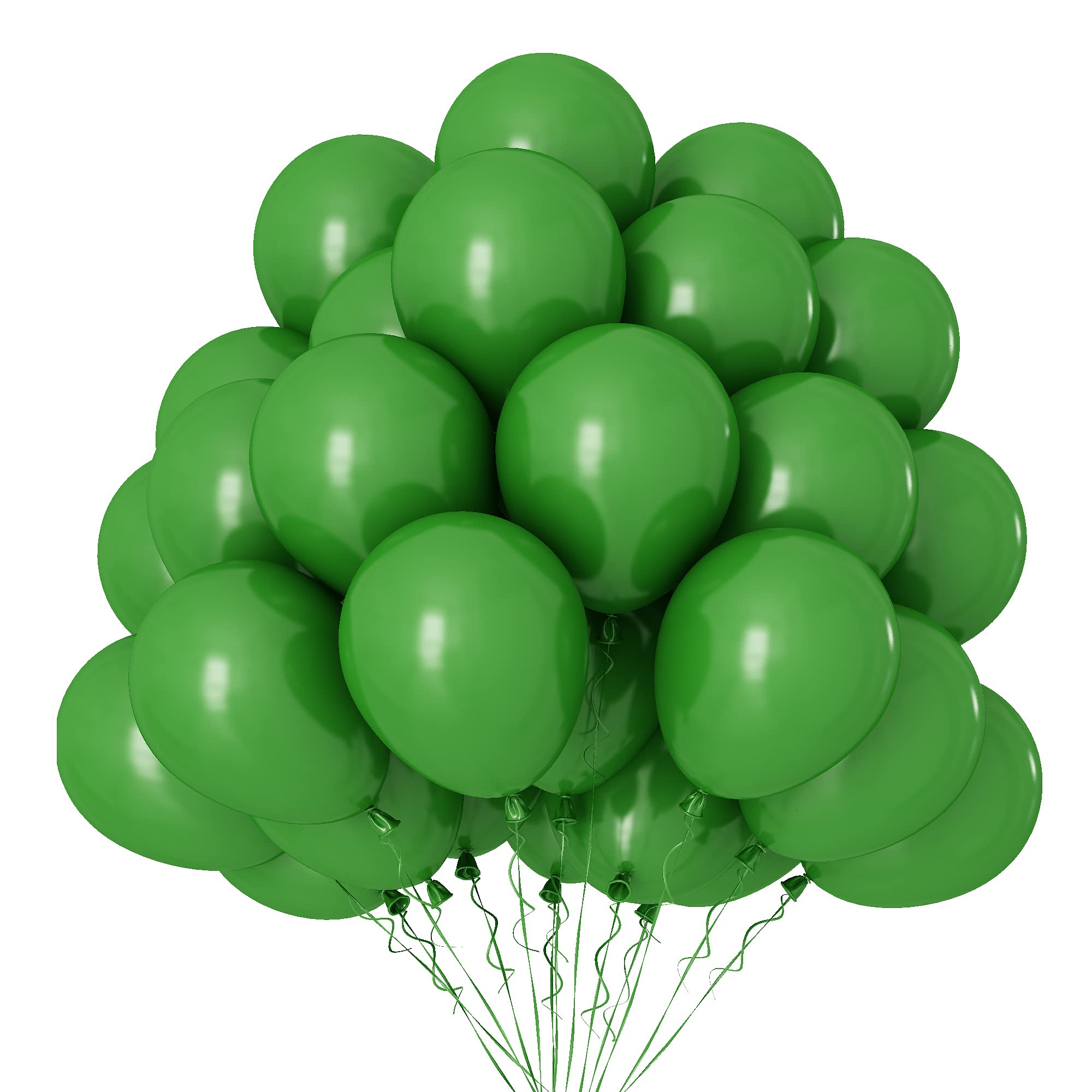 100Pcs 12 Inch Green Latex Helium Balloons for Wild One Birthday, Jungle Safari Party, Dinosaur Theme, Graduation, Baby Shower, Wedding, Engagement & Anniversary Decorations - Includes Ribbons - Perfect for Indoor/Outdoor Events & Photo Backdrops