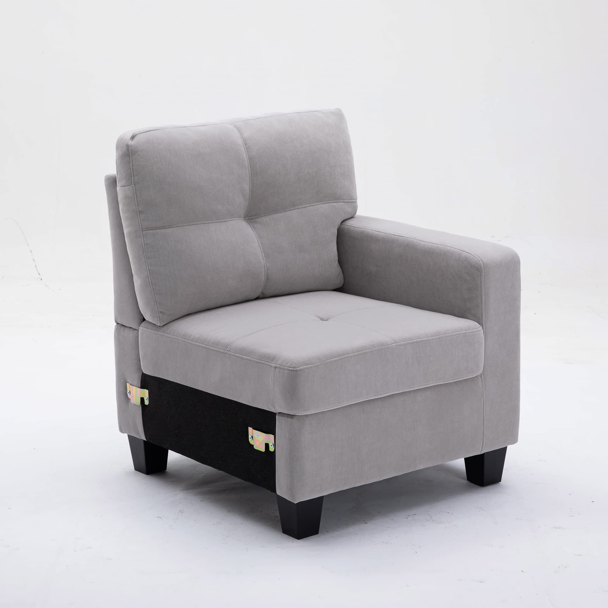 Modular Sofa Chair Couch with Right Armrest - Modern Sectional Living Room Furniture in Light Grey (F8001-HOME) | Perfect for Small Spaces, Apartments & Contemporary Home Decor