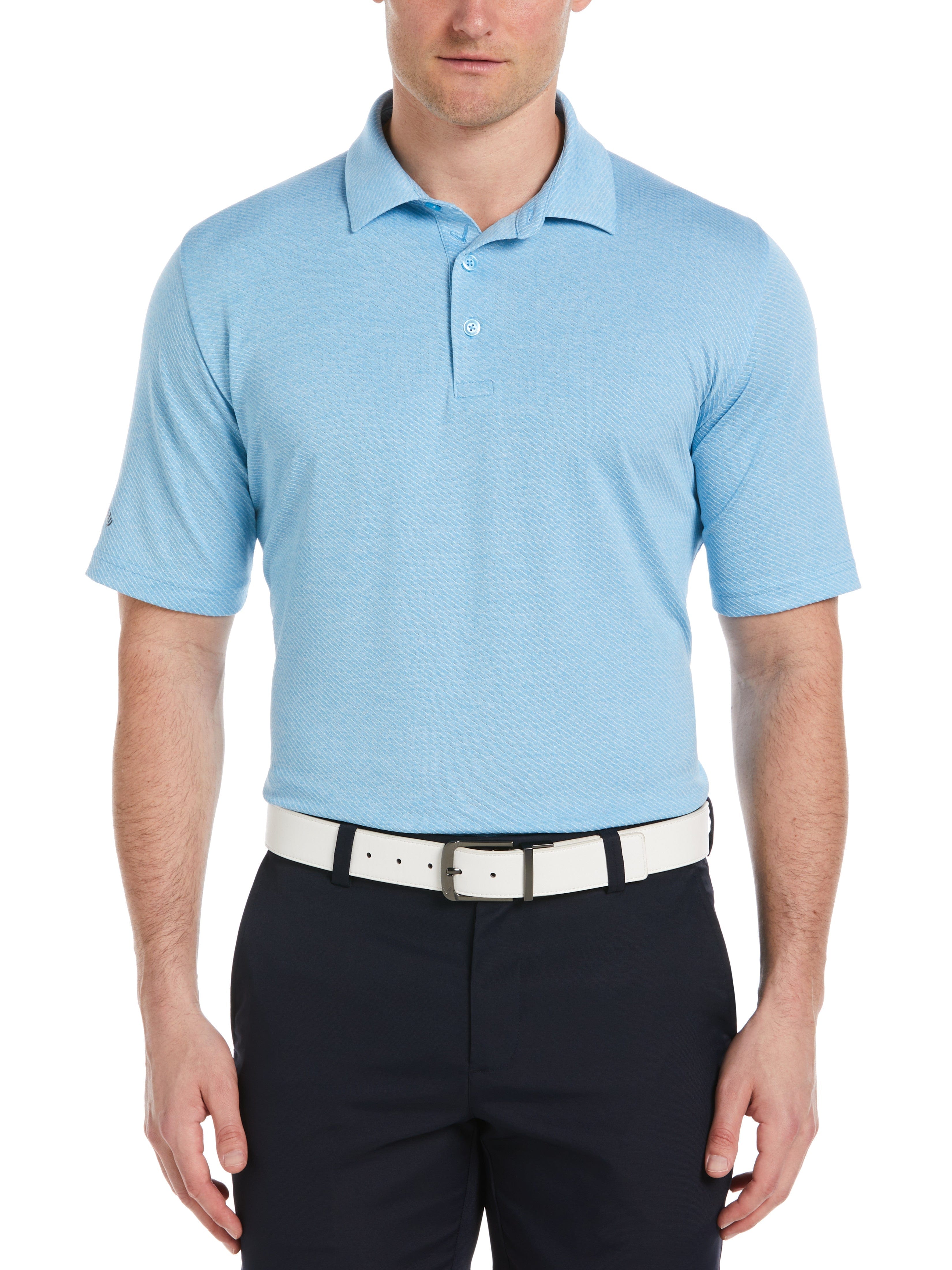 Men's Swing Tech™ Ventilated Heather Jacquard Polo Shirt - Breathable Moisture-Wicking Golf & Casual Wear for Summer Outdoor Activities