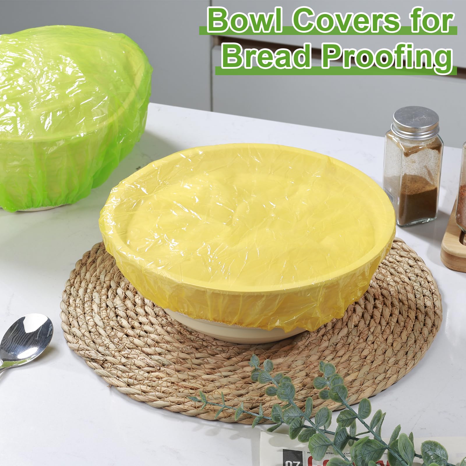 Elastic Food Storage Covers - Reusable Plastic Wrap & Foil Alternative for Bowls - Set of 3 Sizes (120 Count) - Perfect for Bread Proofing, Outdoor Picnics & Meal Prep