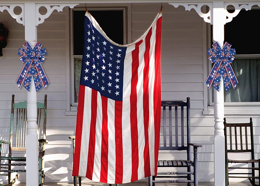 USA Patriotic 4th of July Wired Ribbon for Wreaths, Bows, Gift Wrapping & DIY Crafts - 2.4