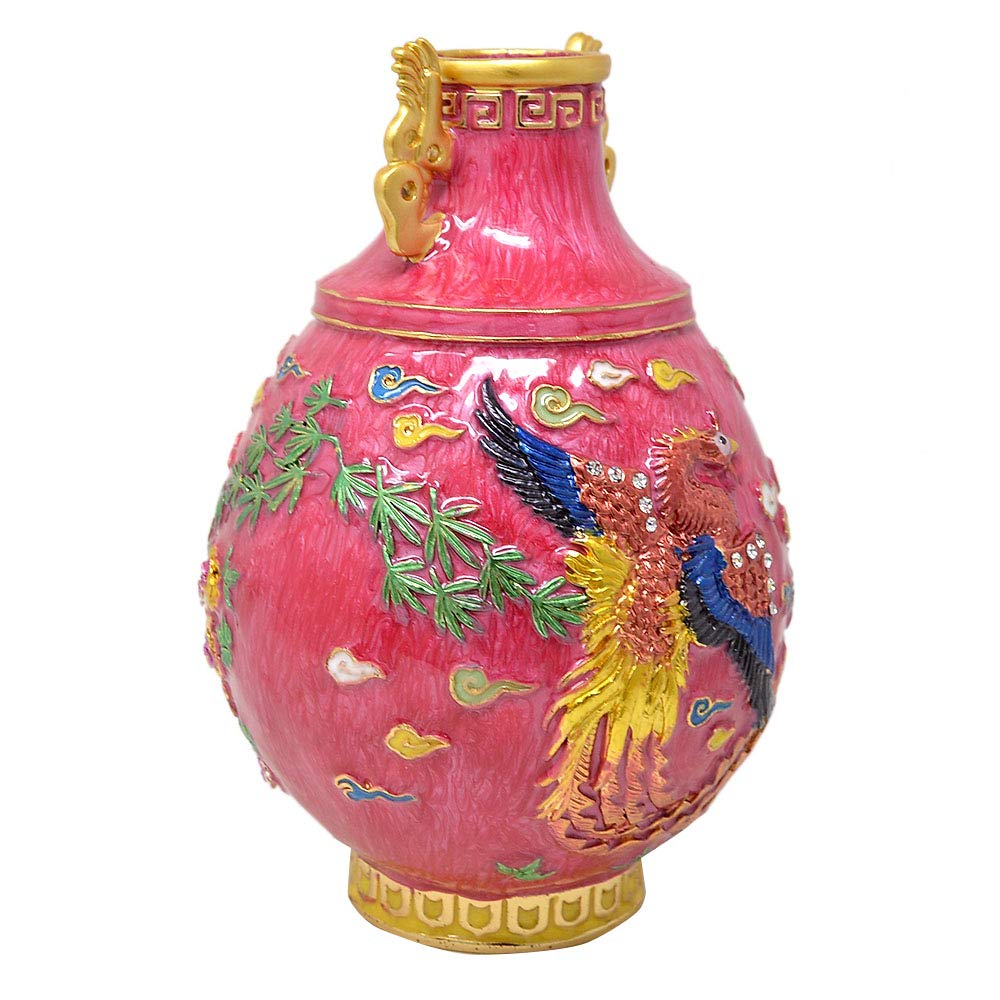 Feng Shui Crimson Phoenix Vase W4155 - Elegant Home Decor for Wealth & Harmony | Perfect for Living Room, Office & Gift Giving