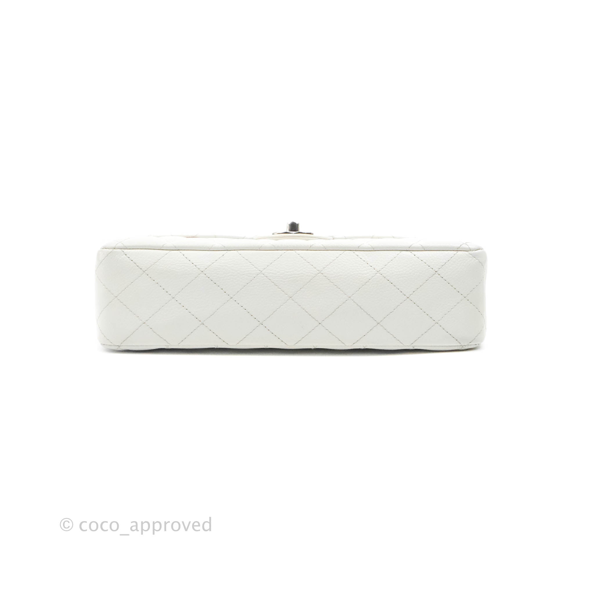 Chanel Classic M/L Medium Double Flap Bag in White Caviar Leather with Silver Hardware - Perfect for Luxury Fashion, Evening Events & Designer Handbag Collection