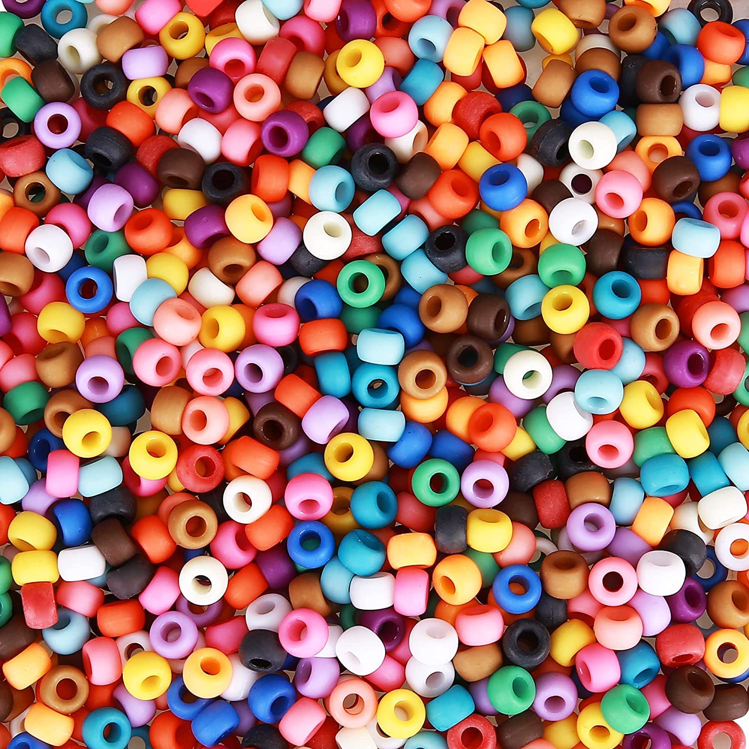 Megoogo 3300 PCS 9MM Mixed Color Frosted Plastic Pony Beads for DIY Bracelet Making, Necklace & Keychain Craft Supplies - Perfect for Kids Jewelry Making, Friendship Bracelets & Party Favors