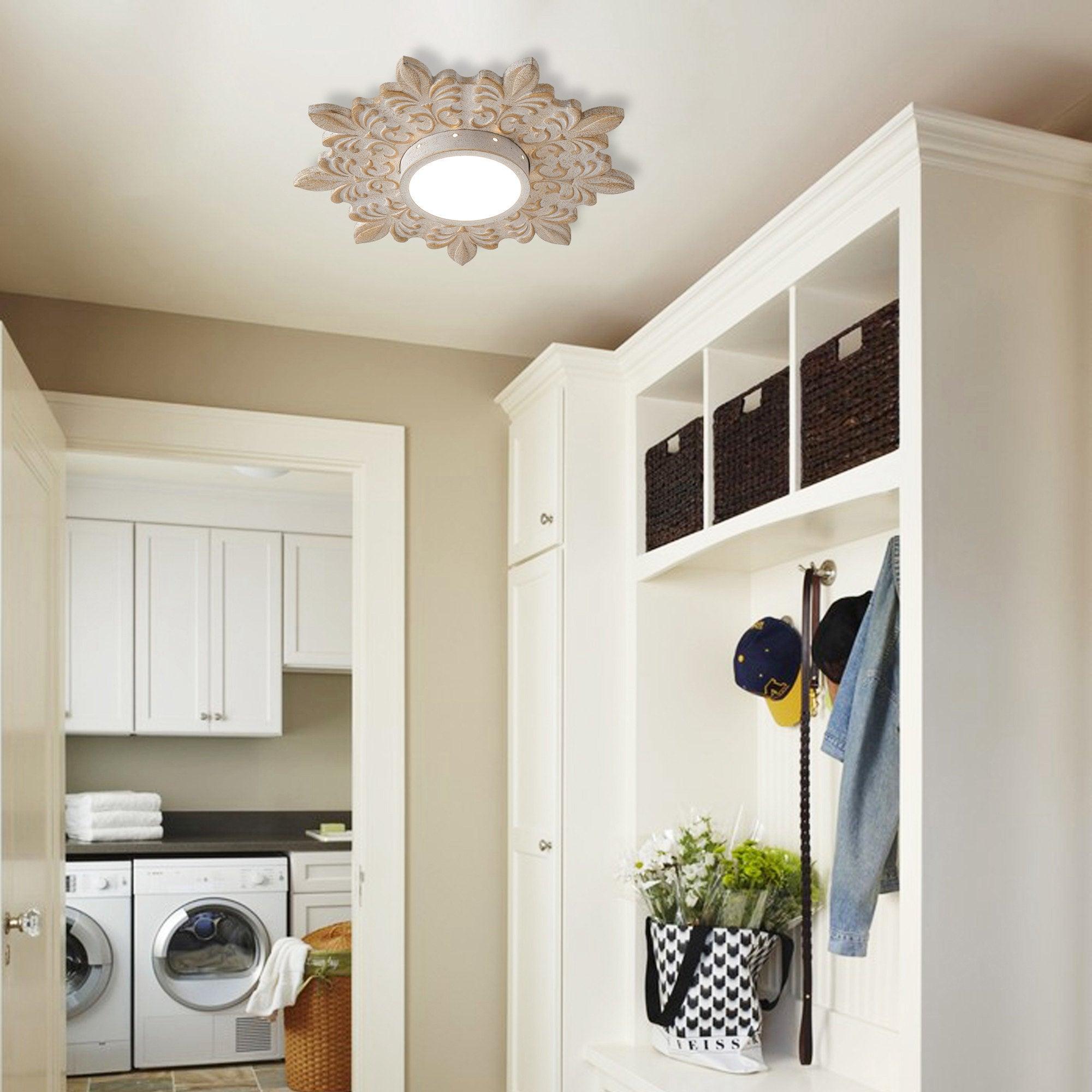 22 Inch White Modern Sunburst Flush Mount LED Ceiling Light - Energy Efficient Dimmable Lighting for Bedroom, Living Room & Hallway