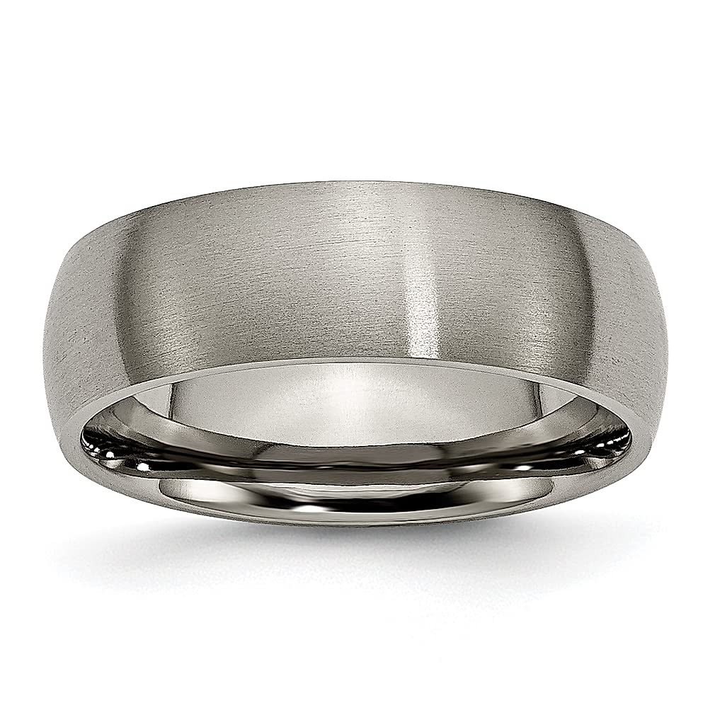 ICE CARATS Titanium Brushed 7mm Half Round Wedding Ring Band - Classic Domed Women's Fashion Jewelry | Elegant Gift for Her | Perfect for Weddings, Anniversaries & Special Occasions