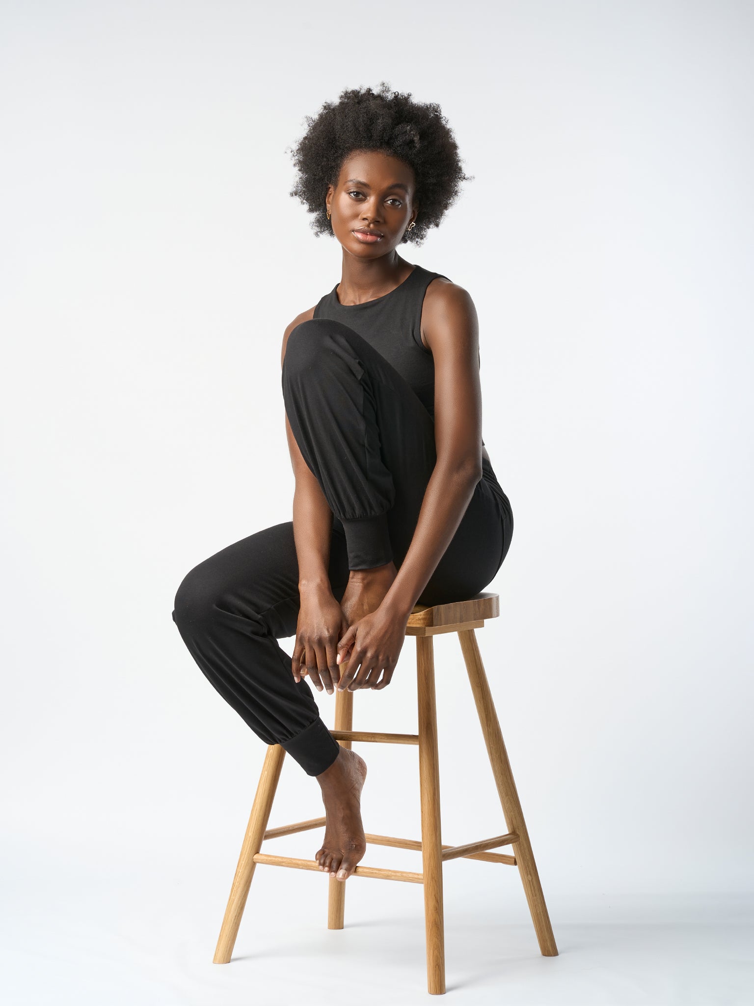 Gossypium Aspire Harem Pants for Women - Comfortable Black Cotton Lounge Pants for Yoga, Meditation, and Home Relaxation