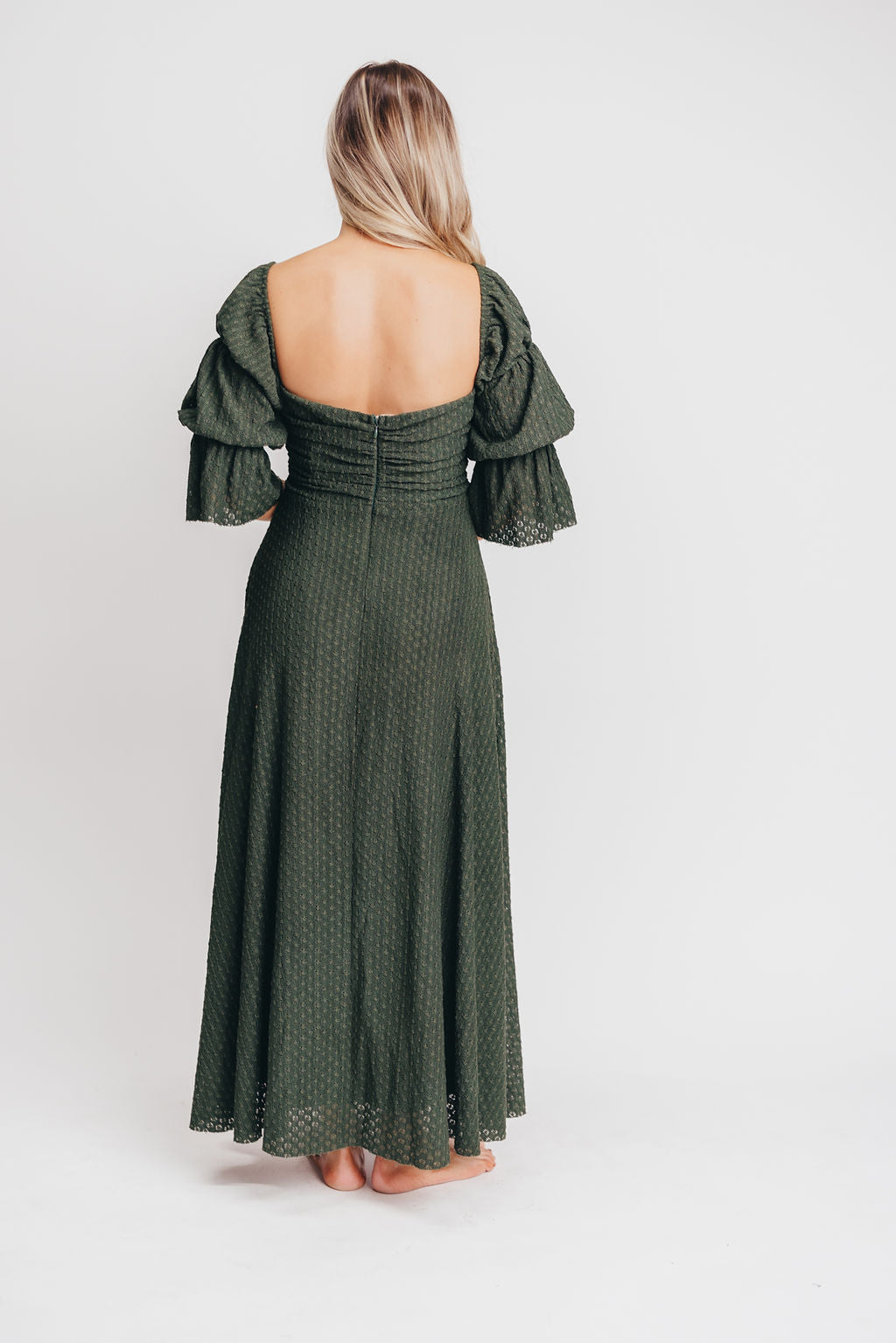 Corrine Women's Maxi Dress with Pockets - Flowy Long Summer Dress in Hunter Green for Beach, Vacation & Casual Wear