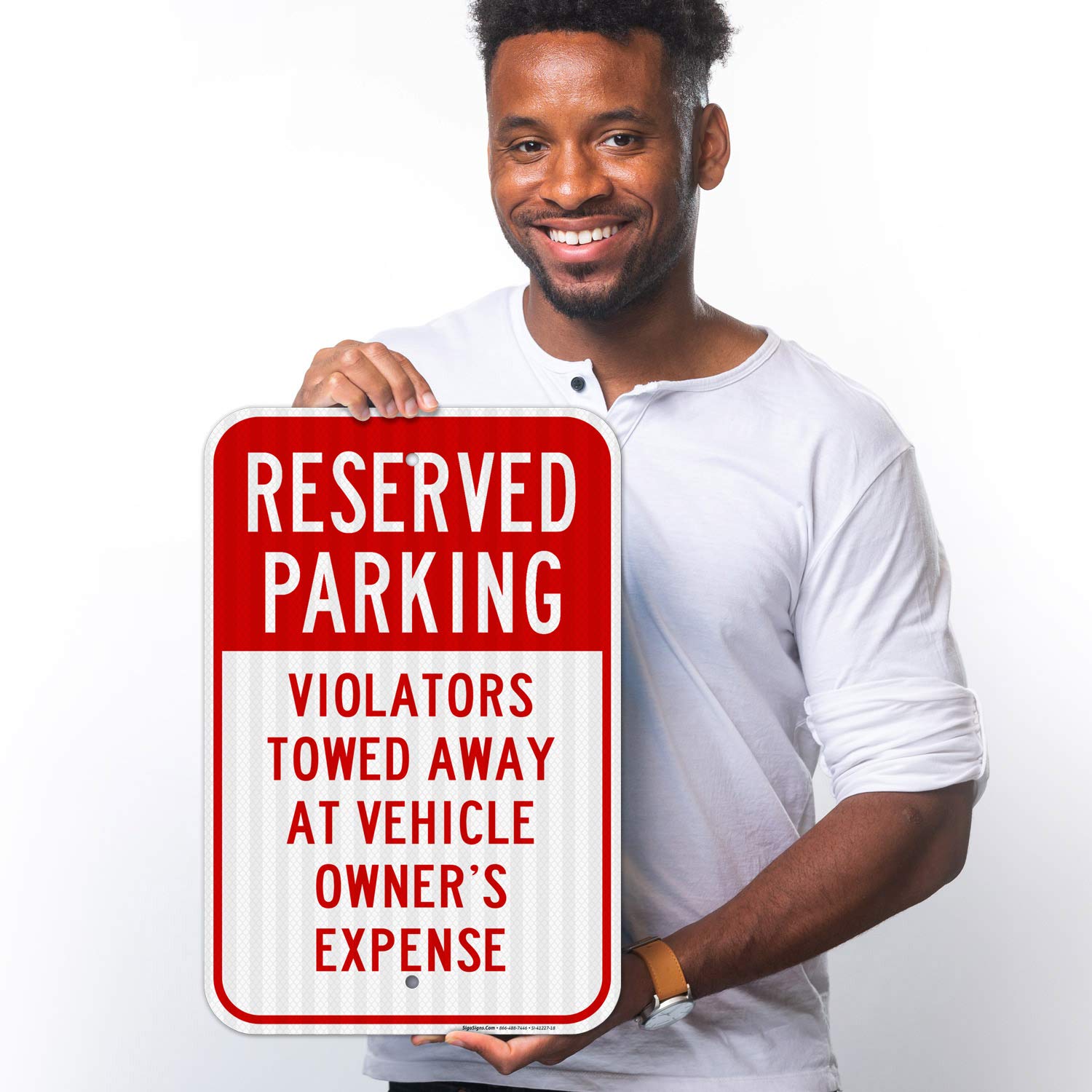 12x18 Inches Reserved Parking Sign - Violators Will Be Towed | 3M EGP Reflective .063 Aluminum | Fade Resistant & Easy Mounting | Indoor/Outdoor Use | Made in USA | Perfect for Private Parking Lots, Apartment Complexes & Commercial Properties