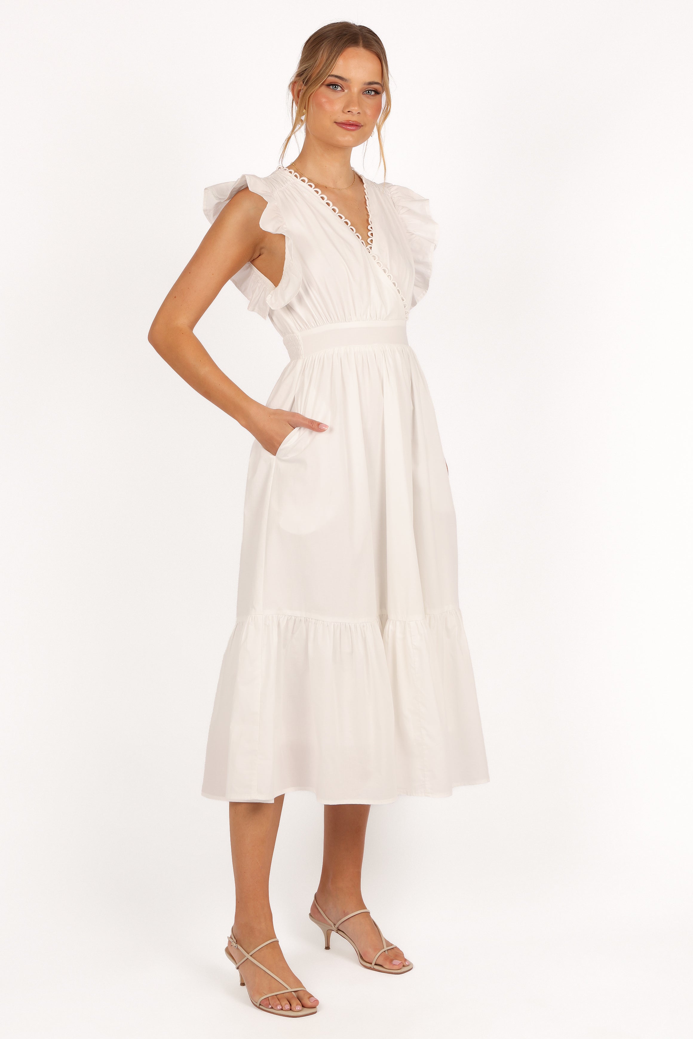 Acadia Midi Dress - Flowy White Summer Dress for Women | Perfect for Beach, Brunch & Date Nights