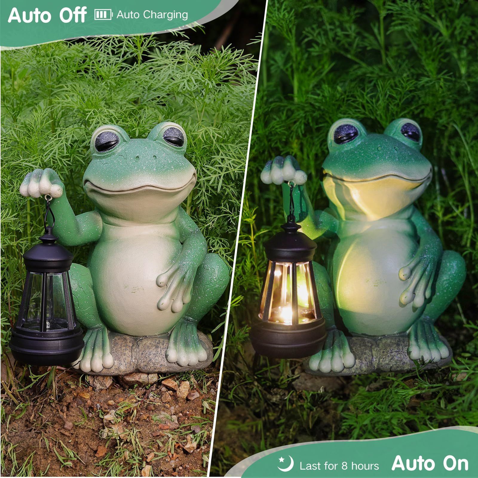 Solar-Powered LED Frog Garden Statue - Outdoor Decorative Lantern for Patio, Yard & Lawn - Unique Housewarming Gift - Perfect for Garden Decor & Nighttime Ambiance