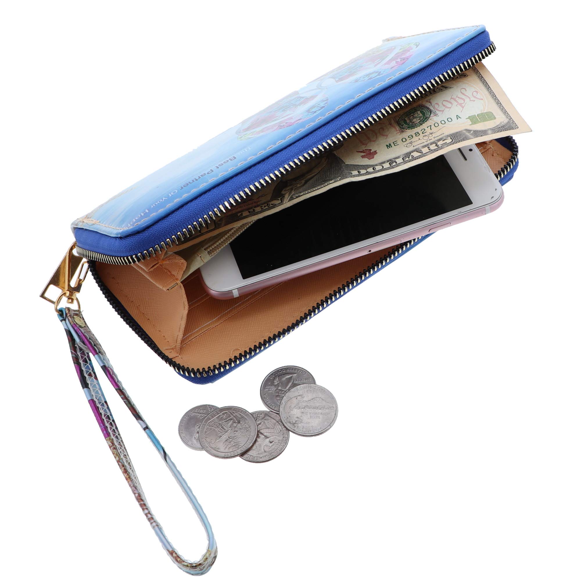 Li'Shay Glossy Zip Around Printed Wallet for Women - Stylish RFID Blocking Clutch Purse for Everyday Use, Travel & Parties