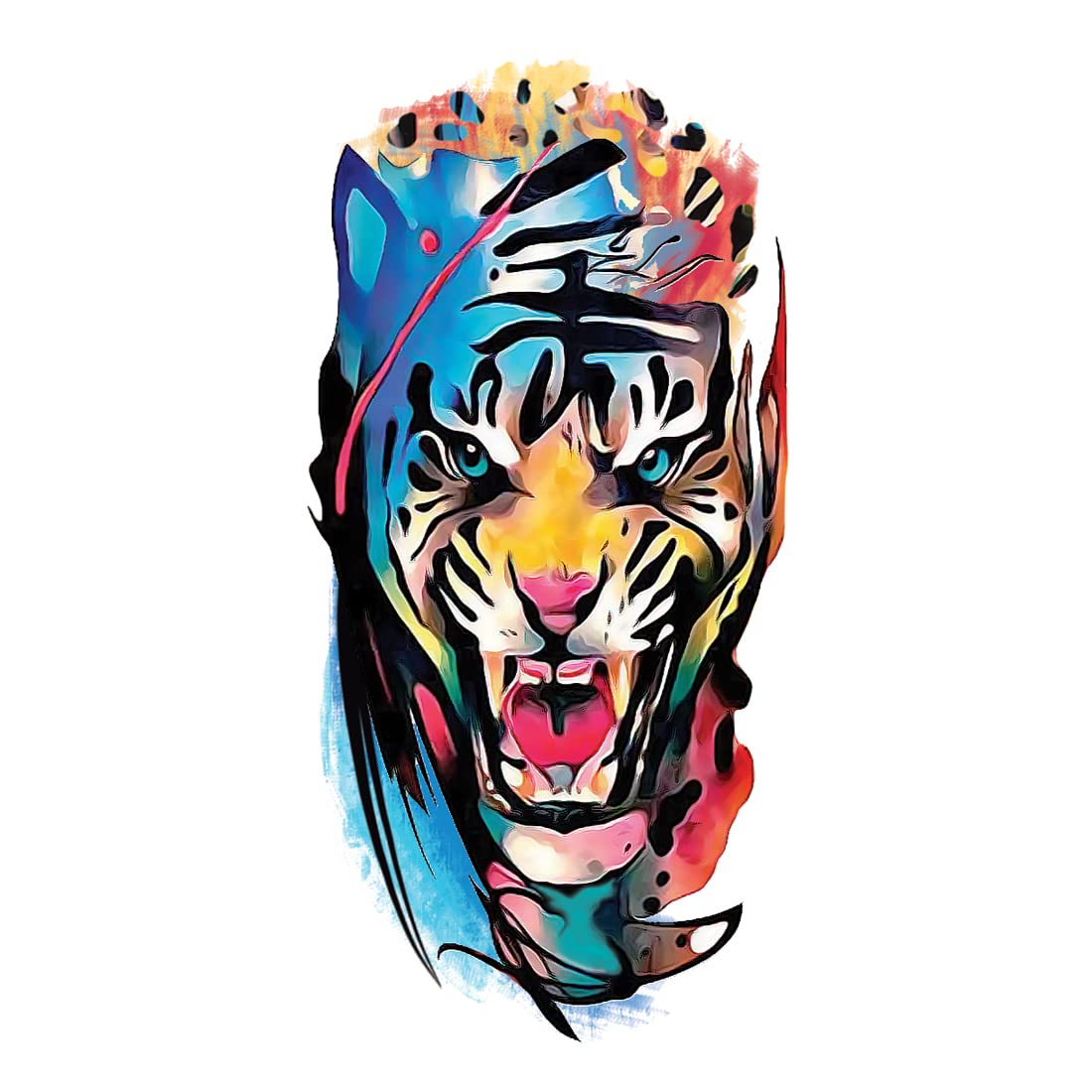 Angry Roar Tiger Waterproof Temporary Tattoos for Kids - Fun Fake Tattoos for Boys & Girls - Perfect for Parties, Halloween Costumes & Playtime