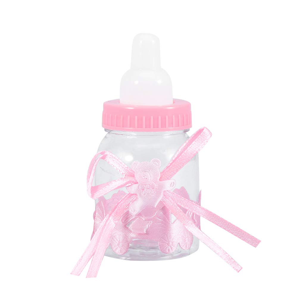 Kuuleyn 24Pcs Fillable Plastic Candy Bottles - Sweet Treat Containers for Baby Shower Decorations, Birthday Party Favors & Gift Box Fillers (Pink) - Perfect for Candy Buffets, Dessert Tables & Party Decor