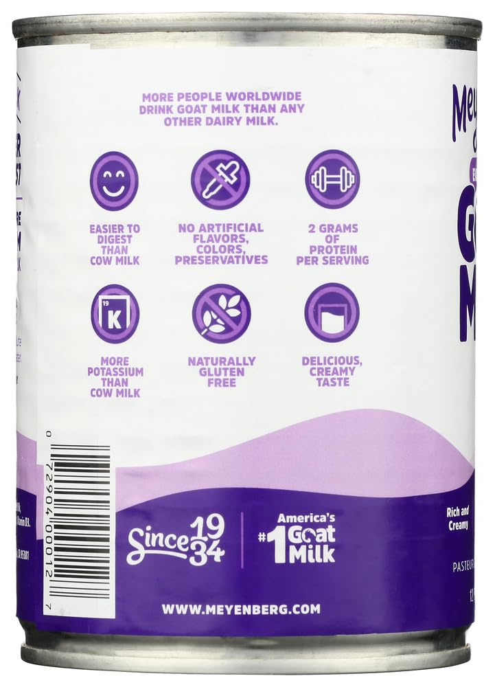Meyenberg Evaporated Goat Milk, 12 Oz (Pack of 48) | Shelf-Stable, Lactose-Free, Rich in Calcium | Perfect for Baking, Cooking, Coffee & Baby Formula