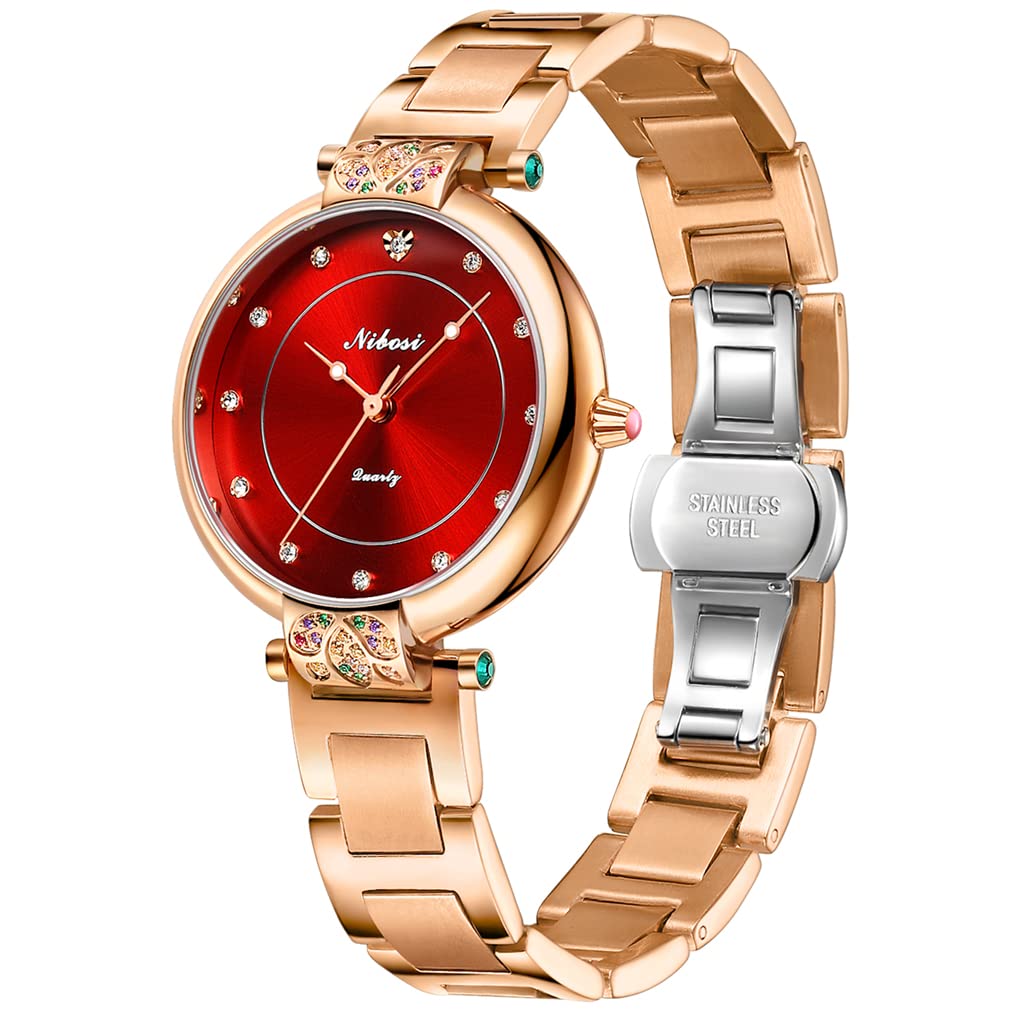 NIBOSI Rose Gold Women's Watch - Elegant Stainless Steel Analog Quartz Dress Watch, Waterproof & Luxury Design - Perfect Gift for Women, Wife, Girlfriend - Ideal for Office, Party, Wedding & Daily Wear
