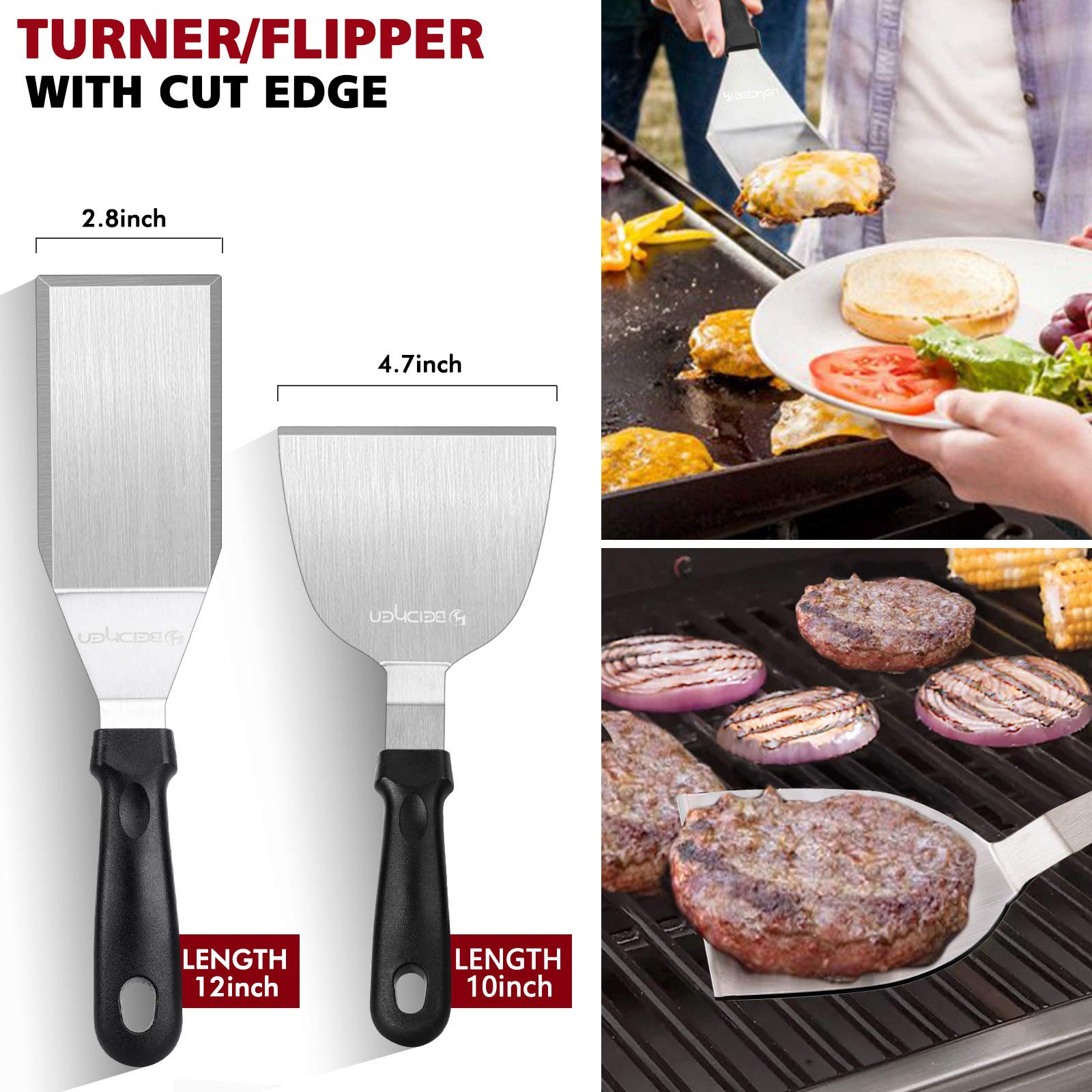 14-Piece Stainless Steel Griddle Grill Tools Set for Blackstone & Camp Chef – Professional BBQ Spatula Kit for Outdoor Cooking, Camping & Backyard Grilling – Perfect for Men & Women