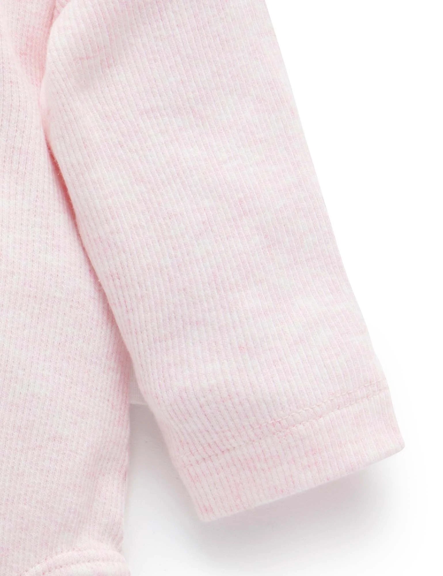 Purebaby Organic Cotton Ribbed Long Sleeve Bodysuit for Babies - Soft Pink Mélange | Comfortable Infant Onesie for Everyday Wear & Playtime