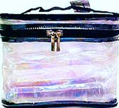 Sicara Clear Oval Train Case Cosmetic Bags - Pack of 16 | Waterproof Makeup Organizer for Travel, Salon & Home Storage | Perfect for Makeup Artists, Bridal & Professional Use