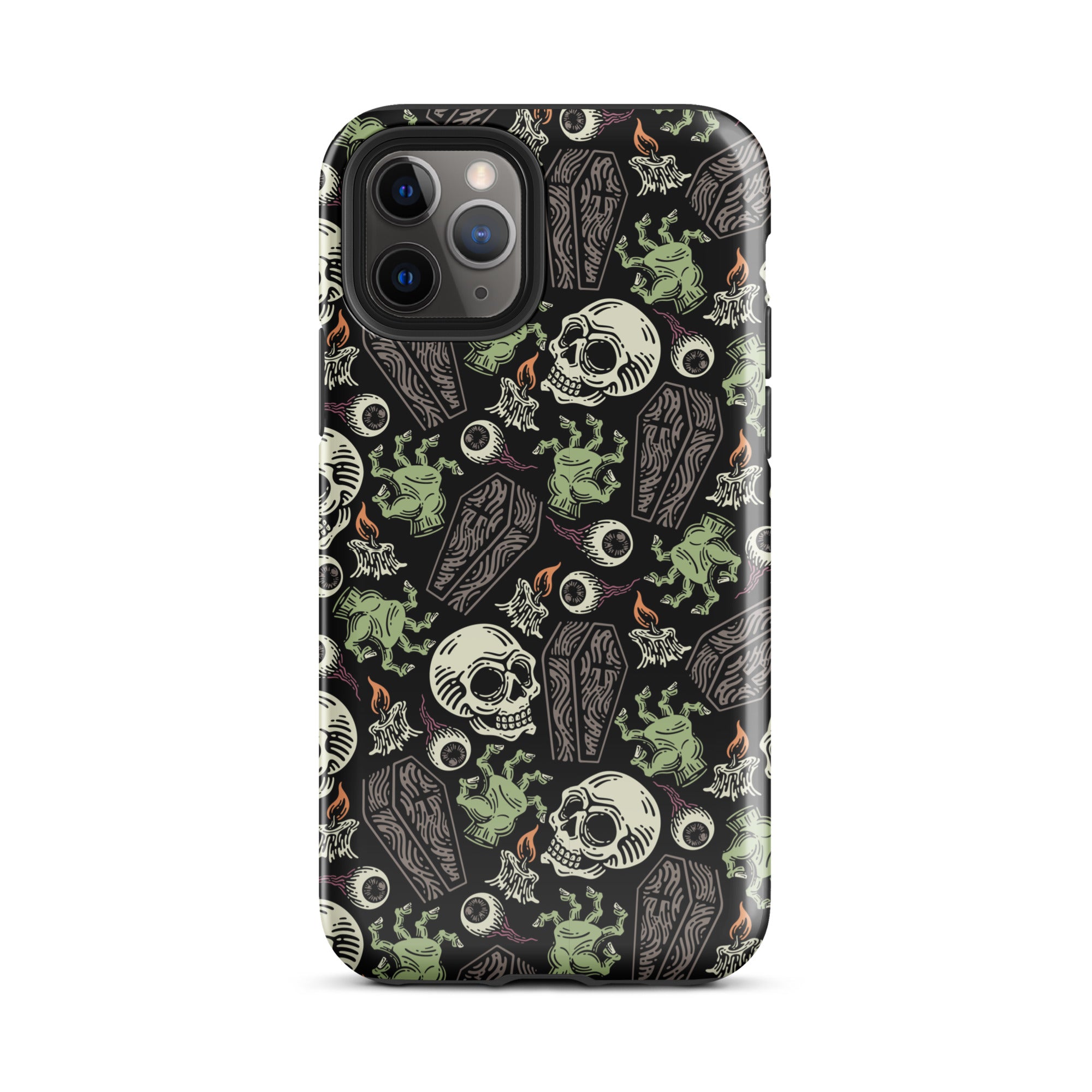Premium Skeleton Horror iPhone Case - Durable Shockproof Protection for iPhone 12/13/14/15 Pro Max - Gothic Halloween Aesthetic Phone Cover for Parties & Cosplay