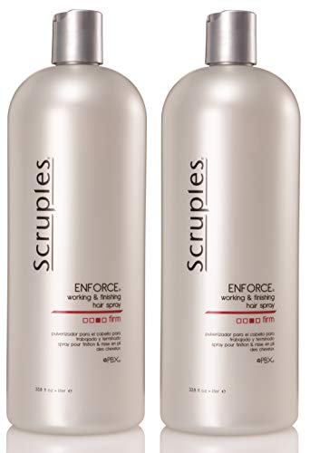 Scruples Enforce Working & Finishing Hair Spray - 33.8 oz (Pack of 2) - Strong Hold Hairspray for Salon-Quality Styling, Volume & Shine - Perfect for Updos, Curls & All-Day Hold