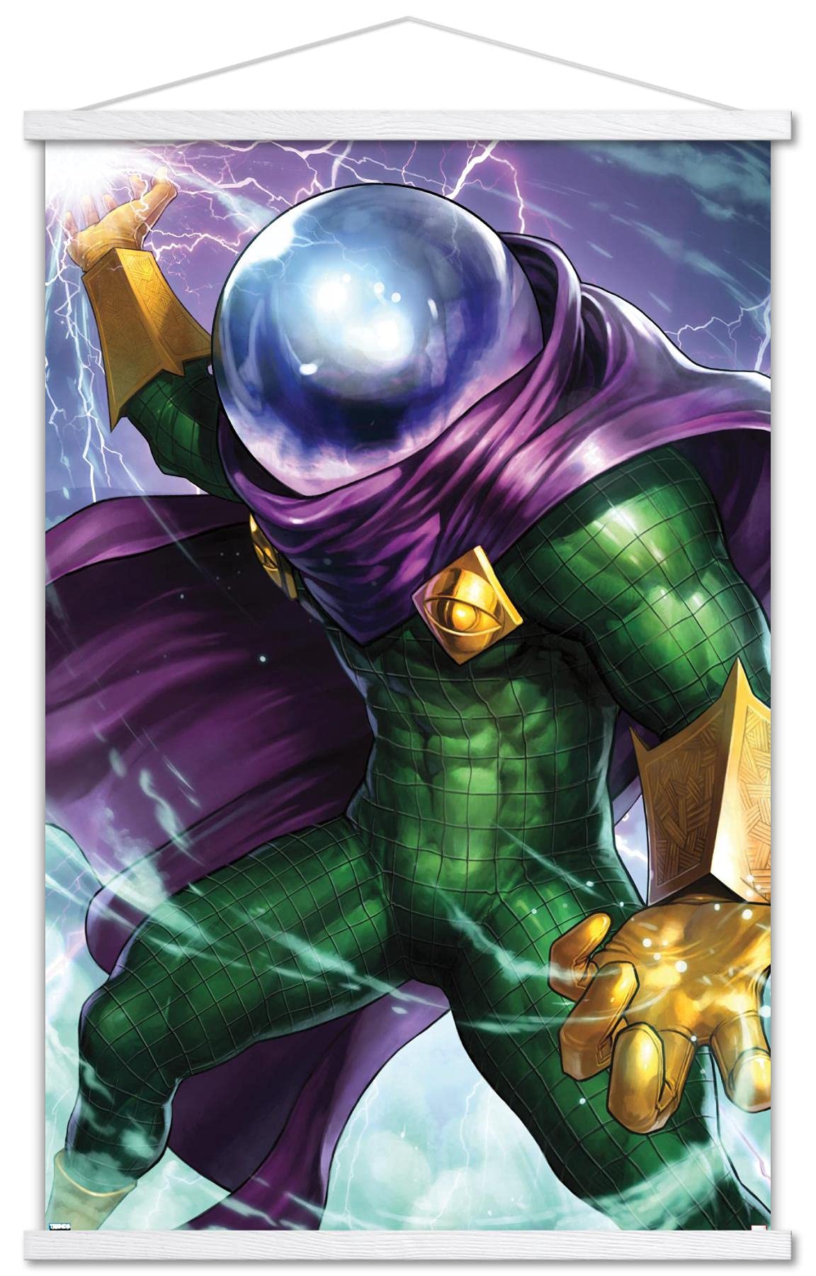 Marvel Comics Mysterio Miles Morales Spider-Man #6 Wall Poster 22.375x34 Inch - Premium Magnetic Frame & White Hanger Bundle for Home Decor, Office, Bedroom, and Gifts