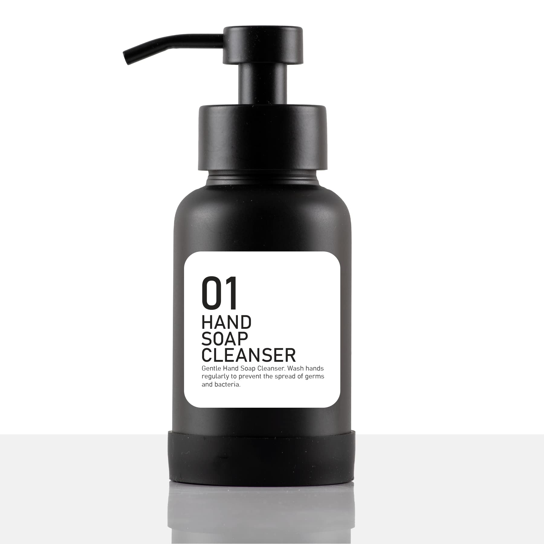 Premium Black Glass Foaming Hand Soap Dispenser - 11oz Matte Finish with Bonus Labels & Silicone Coaster - Elegant Bathroom & Kitchen Soap Pump for Home, Office, and Guest Washrooms