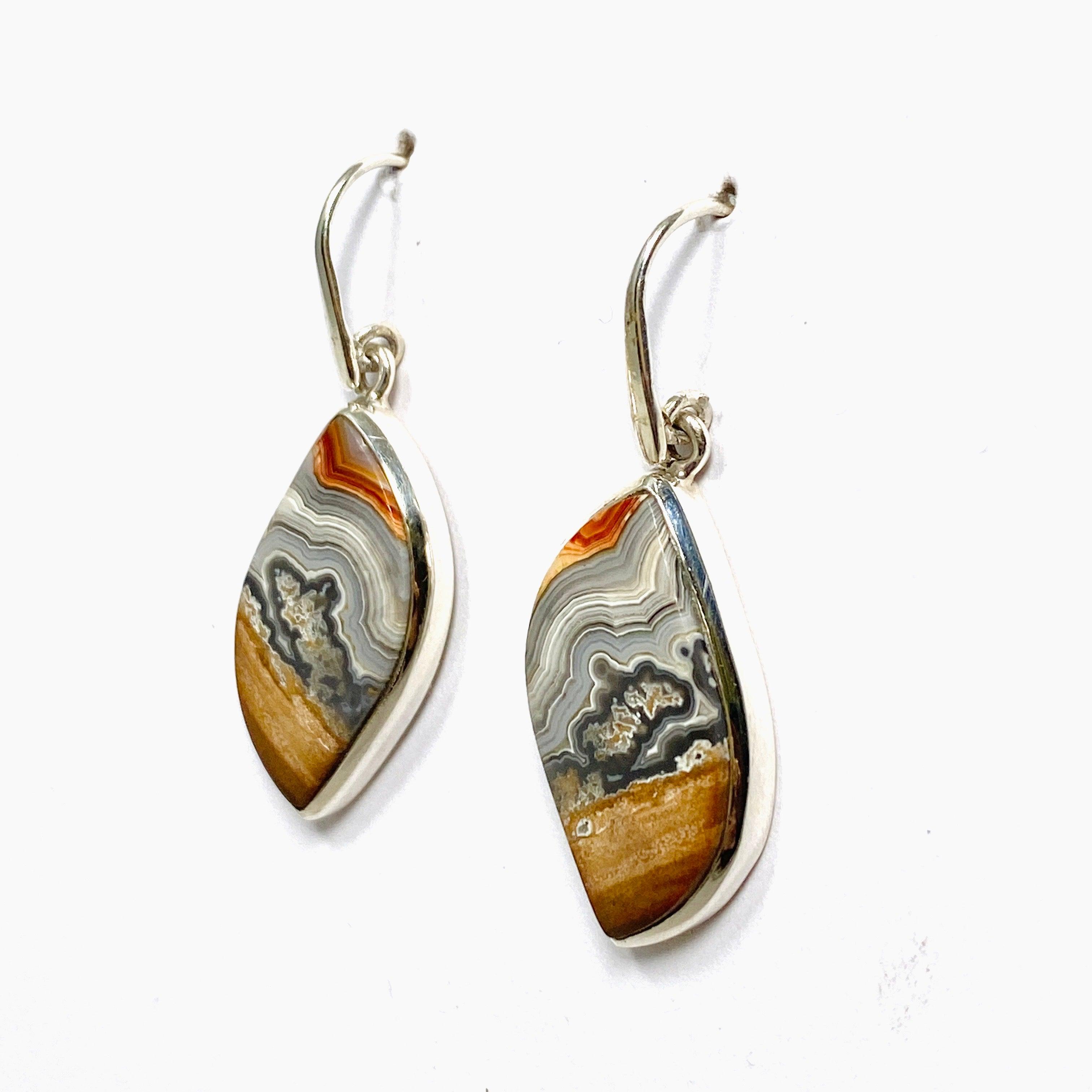 Handmade Crazy Lace Agate Freeform Dangle Earrings - Natural Stone Jewelry for Women - Perfect for Boho Chic, Wedding & Special Occasions