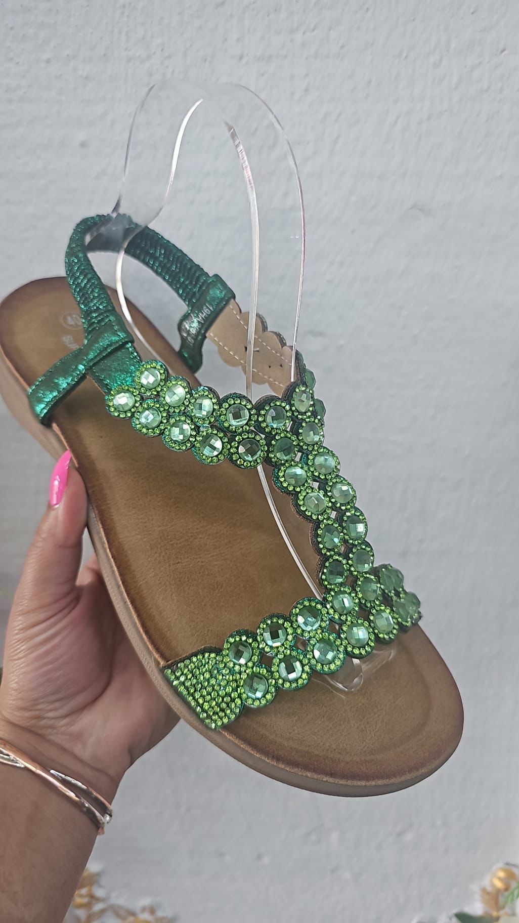 Jamie Jewel Sandals for Women - Elegant Emerald Green Gladiator Sandals with Beaded Details | Perfect for Summer, Beach Vacations, and Boho Fashion Outfits