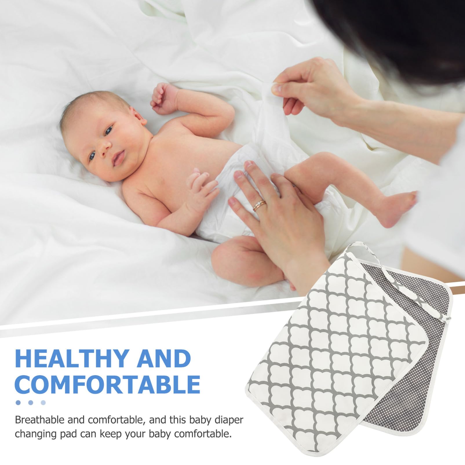 VICASKY 4 Pack Portable Baby Changing Mat - Waterproof Diaper Changing Pad for Travel, Grey Polyester Cotton - Perfect for Nursery, Stroller, Car & On-the-Go Diaper Changes