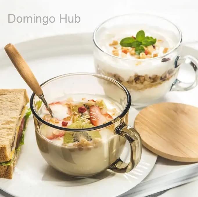 DOMINGO HUB® 2-Pack 440ml Clear Glass Mugs - Heat-Resistant Coffee Cups for Tea, Cappuccino, Espresso & Milk - Perfect for Hot Drinks, Soups & Breakfast - Ideal for Home, Office & Restaurant Use