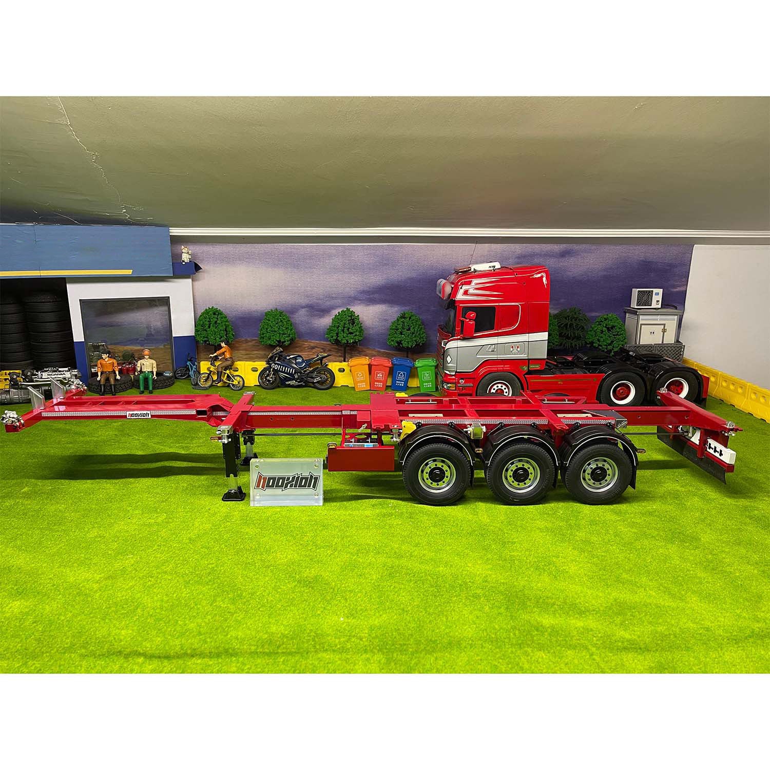 FuryBear 3-Axle Stretchable Frame Trailer for 1/14 Scale RC Tractor Trucks | DIY Radio Controlled Car Accessory | Perfect for Hobby Models & Servo Upgrades | Ideal for RC Truck Shows & Off-Road Simulation