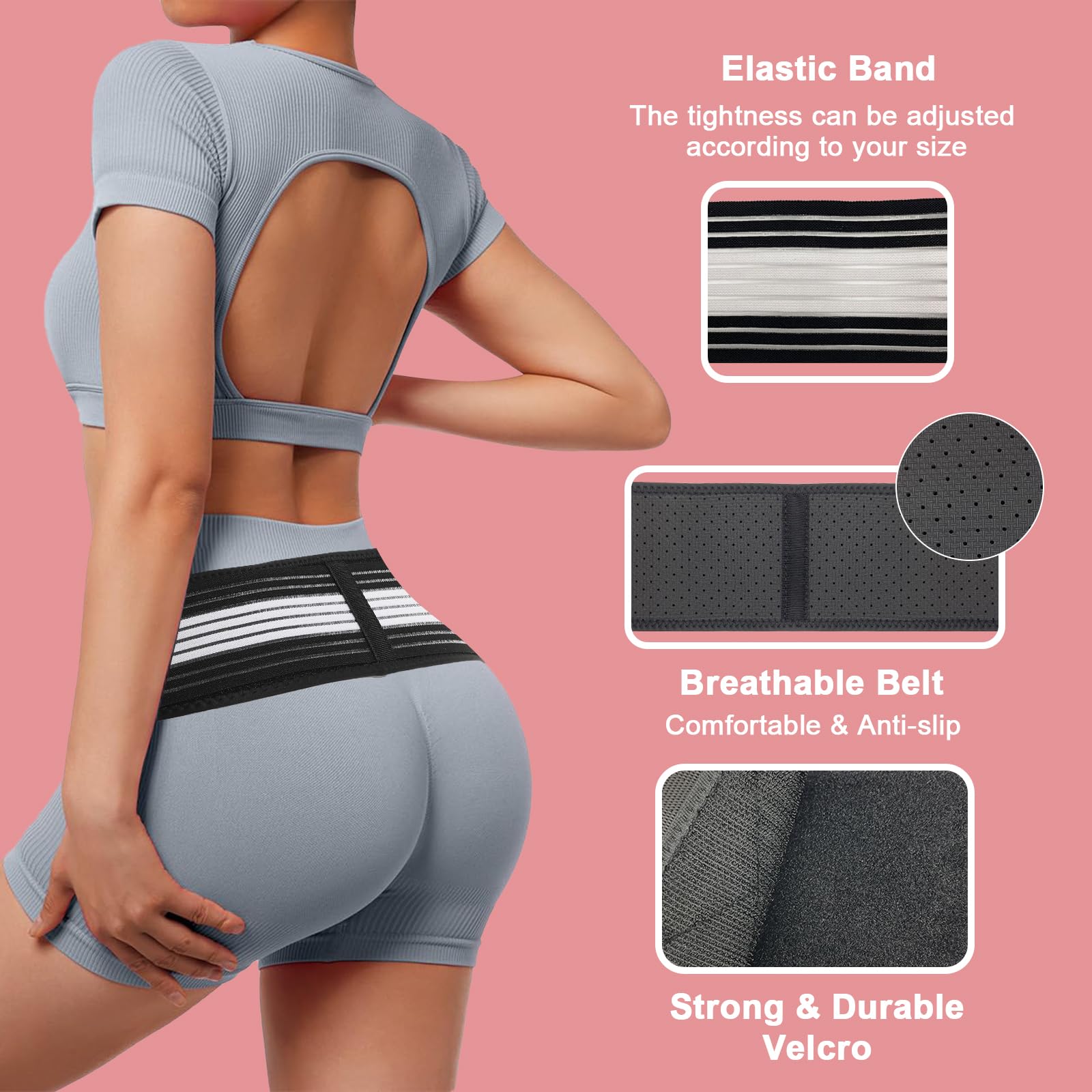 Lightweight Adjustable Back Brace for Lower Back Pain Relief - Sacroiliac Belt for Women & Men, Sciatica Support, Lumbar Spine & Hip Pain Relief - Perfect for Office Work, Sports & Daily Activities (Medium Size)