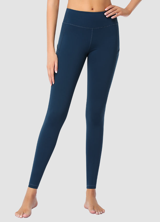 High Waist Yoga Pants for Women - Full Length Newborn Navy Leggings - Perfect for Postpartum Workouts, Maternity & Nursing Comfort