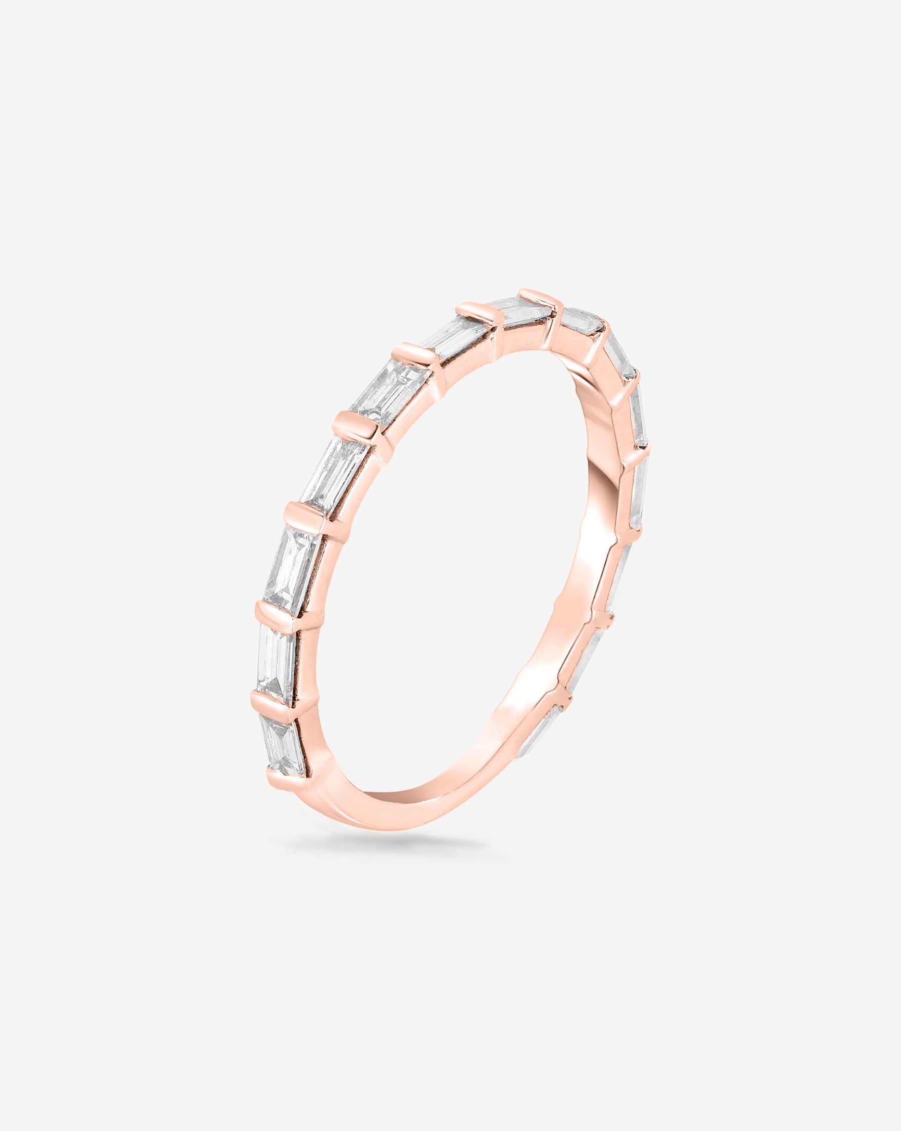 3/4 Carat Diamond Baguette Bar Band Ring for Women - Elegant Stackable Wedding & Anniversary Jewelry Gift