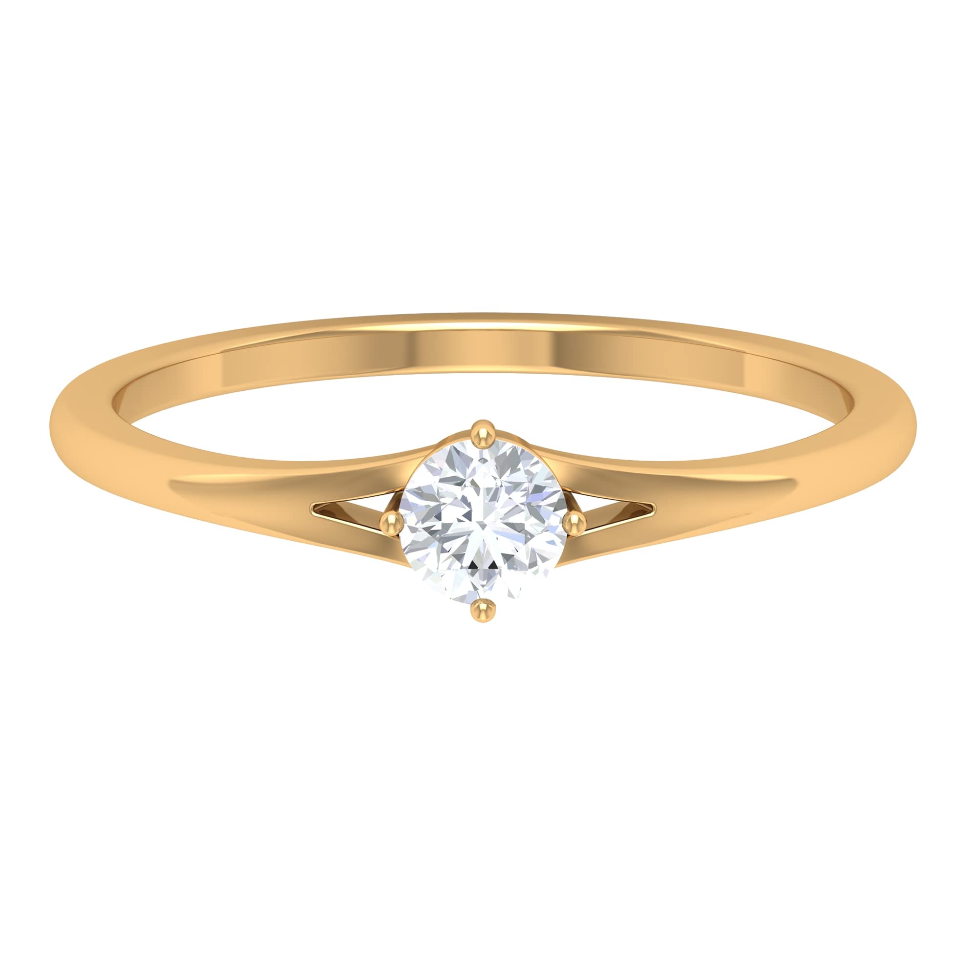 1/4 CT Minimalist Moissanite Solitaire Ring for Women - 14K Solid Gold Split Shank Engagement Ring, Certified Lab-Created Diamond Alternative | Perfect for Proposals, Weddings, Anniversary Gifts & Everyday Luxury