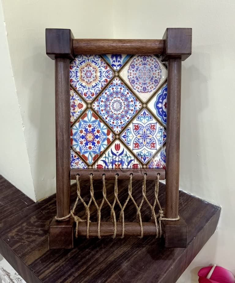 Handcrafted Asian Wooden Cot Tray for Snacks & Drinks | Traditional North Indian Decorative Serving Tray for Breakfast, Tea, or Coffee | Perfect for Dining Room, Coffee Table, and Bedside Use